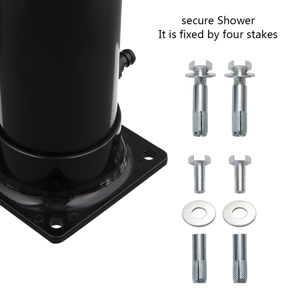 VINGLI 7.2Ft 5.5 Gallon Solar Outdoor Shower with Shower Head & Foot Tap - Portable Camping, Beach, Poolside, Backyard, Garden, RV Use - Black