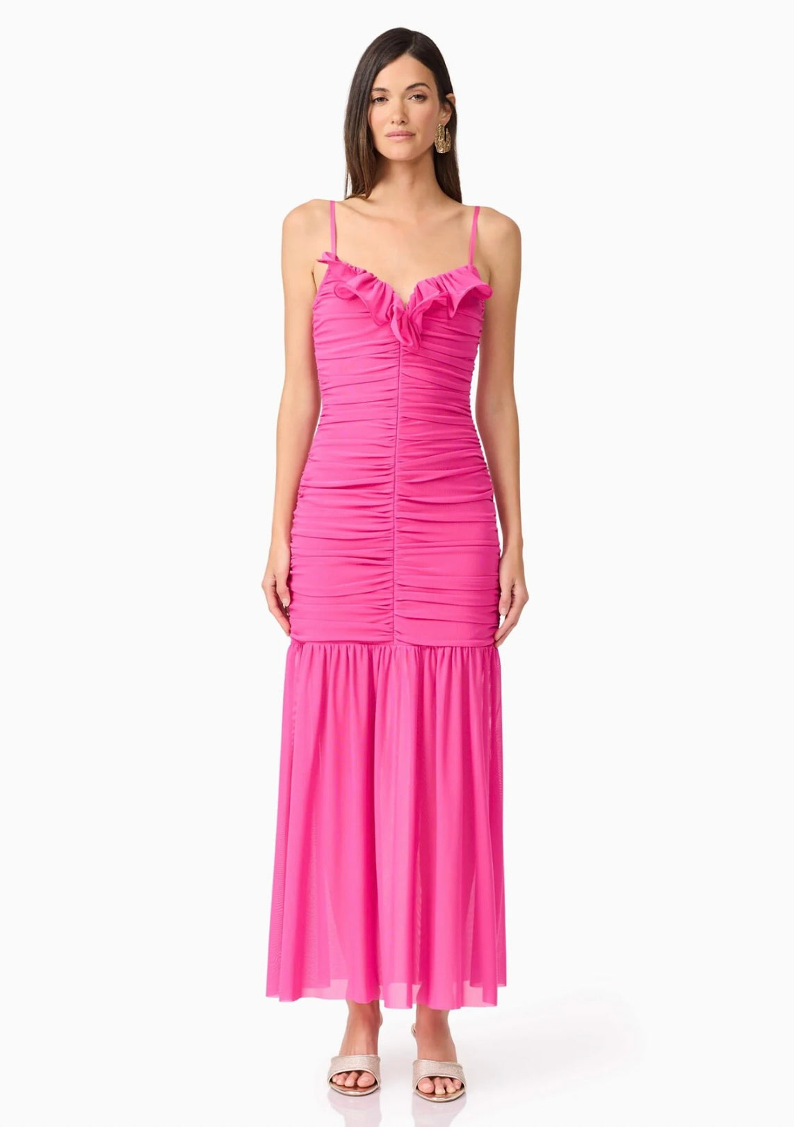 Celina Sweetheart Maxi Dress for Women - Floral Print Summer Beach Dress with Ruffles & Split Design - Perfect for Weddings, Vacations & Date Nights