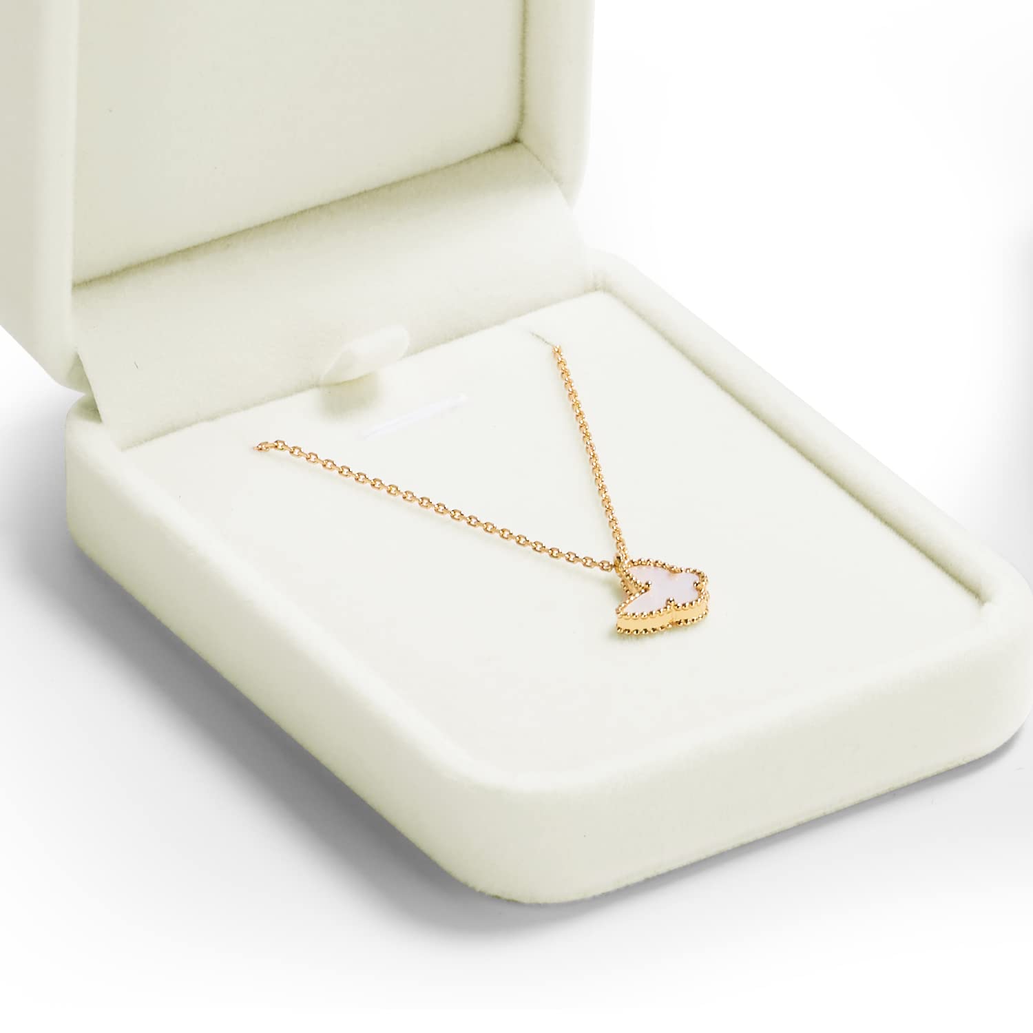Oirlv Velvet Jewelry Box - White Velvet Pendant Storage Case for Necklaces, Rings & Earrings - Elegant Gift Packaging & Jewelry Showcase for Weddings, Birthdays & Special Occasions