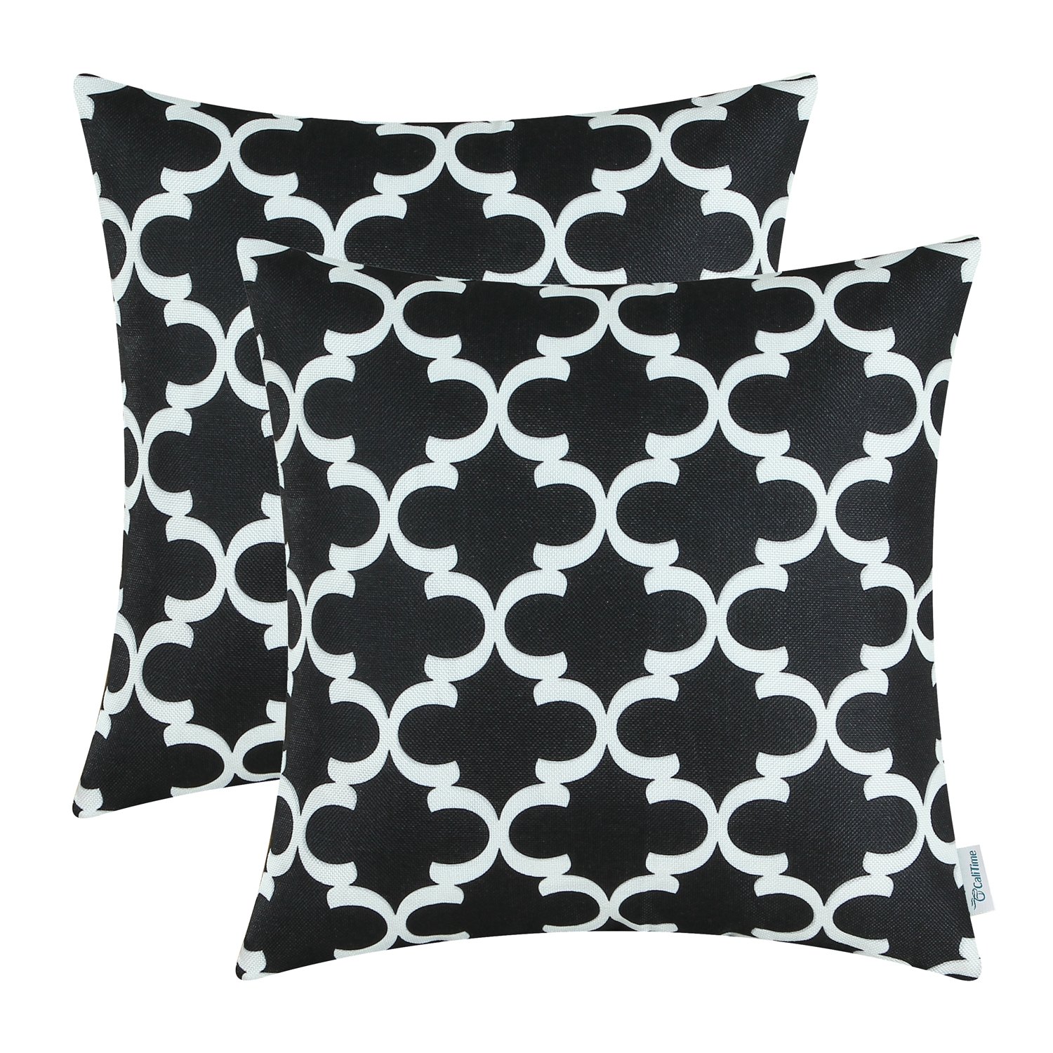 Pack of 2 Soft Canvas Throw Pillow Covers 20x20 Inches - Modern Quatrefoil Geometric Pattern for Couch, Sofa & Home Decor - Black | Perfect for Living Room, Bedroom & Office Accent