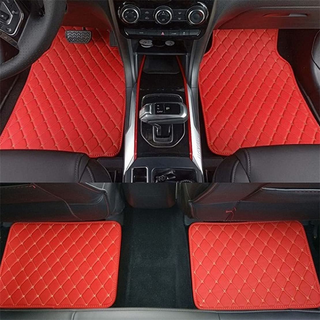 Premium All-Weather Waterproof Car Floor Mats for Toyota Camry 2004-2022 - Non-Slip Luxury Diamond Leather Full Coverage Floor Liners (Red) | Perfect for Daily Commute, Road Trips & Winter Protection