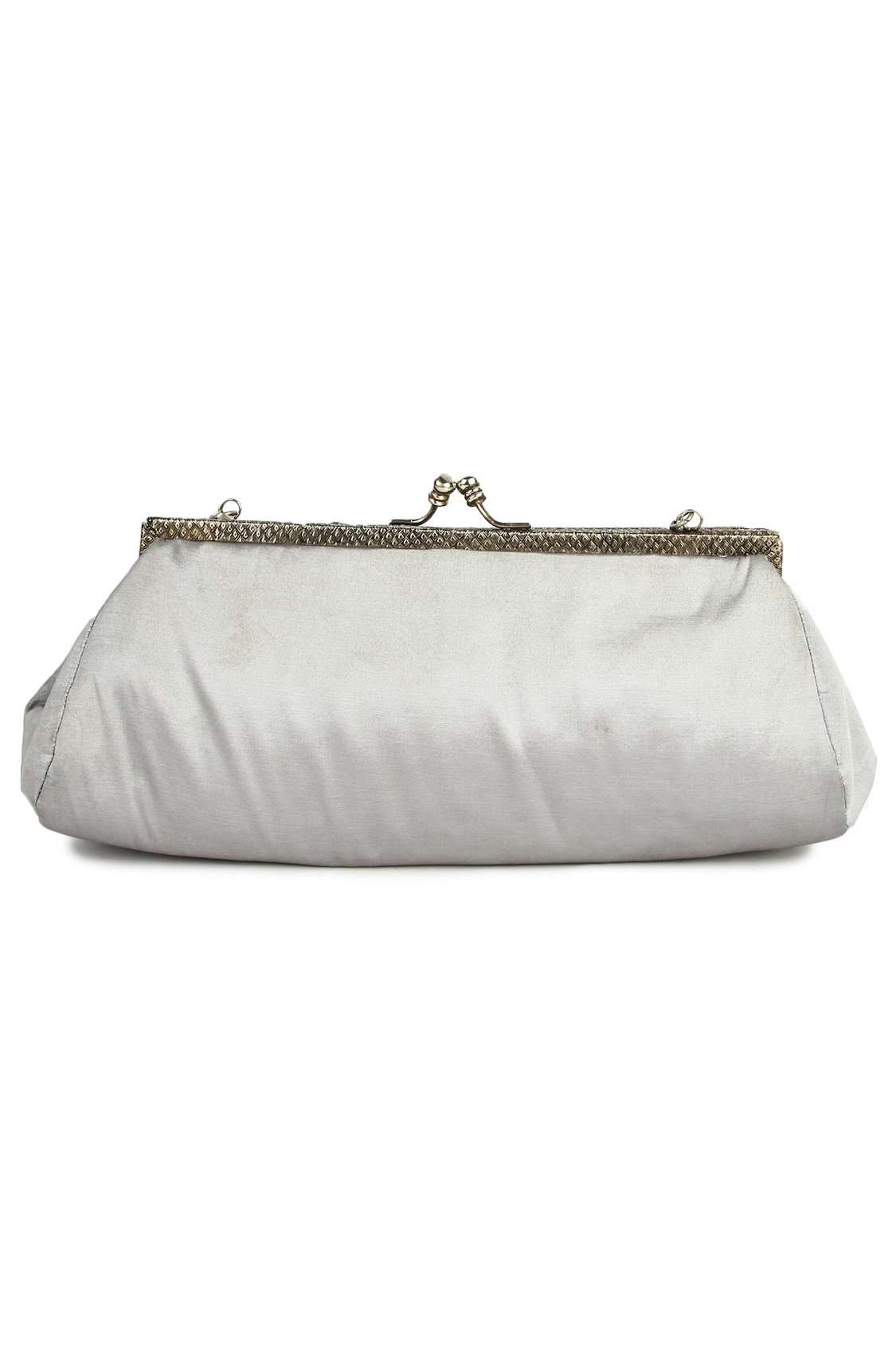 Emily Gray & Silver Brass Frame Evening Bag - Elegant Clutch for Women, Perfect for Parties, Weddings, and Formal Events