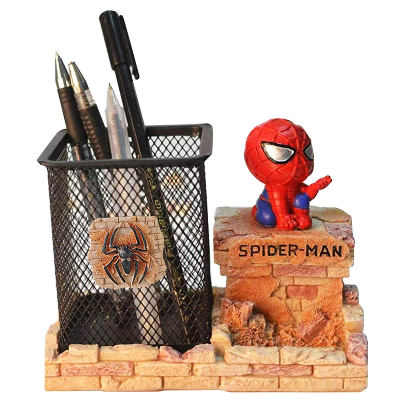 Spider-Man Pen Holder - Creative Novelty Office Desk Decor for Men, Boys & Girls - Unique Spiderman-Themed Stationery Storage Box - Perfect Gift for Spiderman Fans (Red) - Ideal for Home Office, School Desk & Superhero Collectors