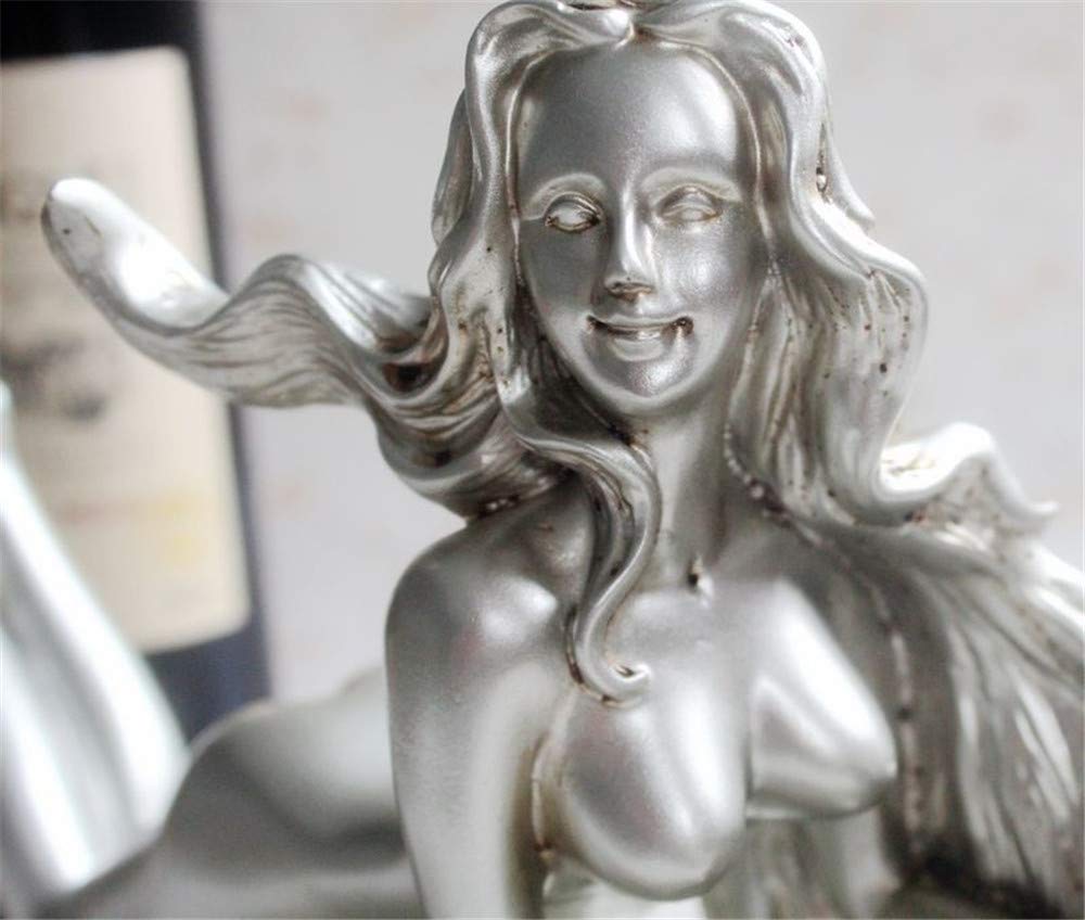 Elegant Silver Resin Wine Bottle Holder - Sexy Girl Wine Rack & Character Statue Home Decor | Perfect for Wine Cellar, Bar Counter & Gift Giving