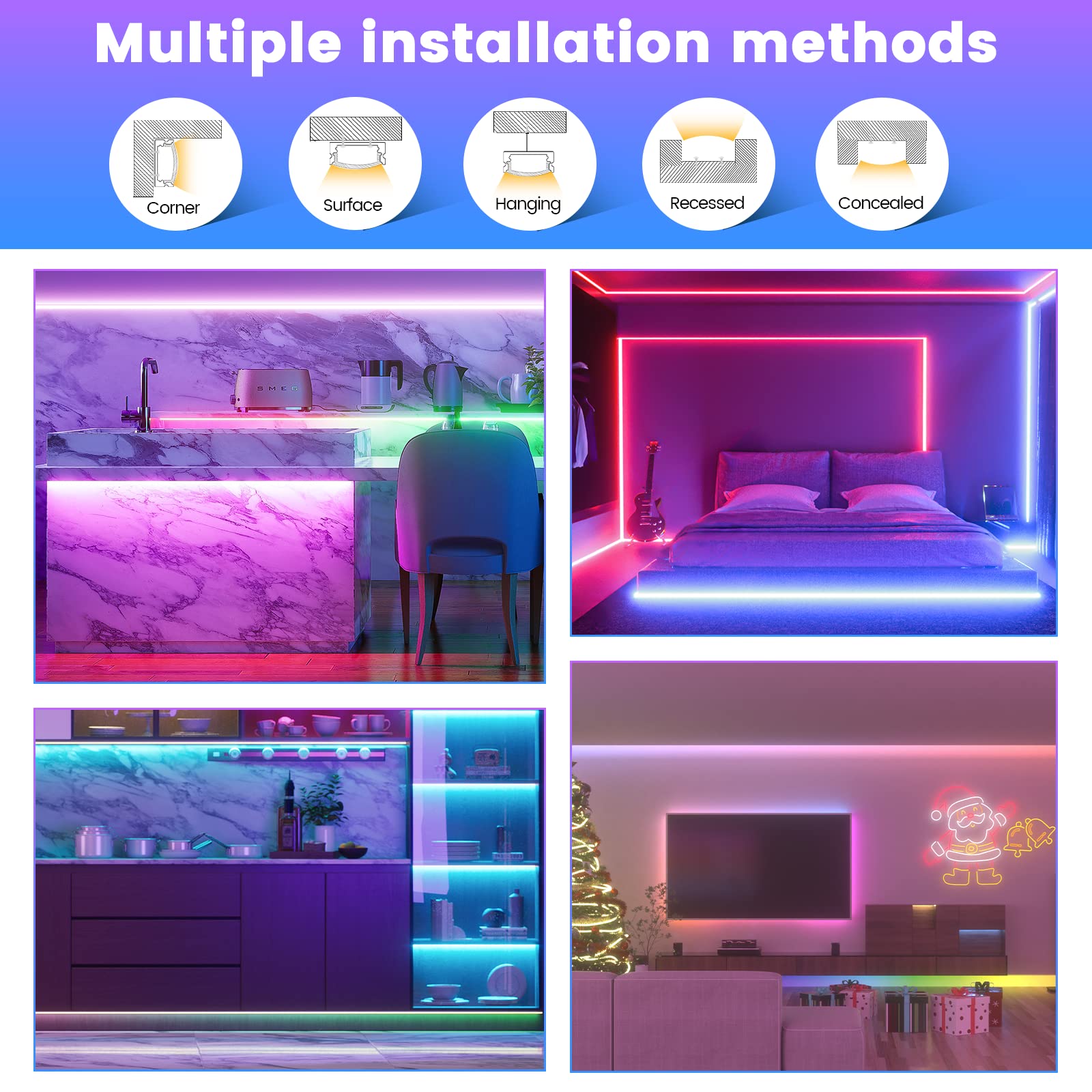 5M COB LED Strip Lights Warm White 16.4FT - 6Pack 3.3ft U-Shaped Black Aluminum Channel System with 60° Curved Milky White Cover - Perfect for Kitchen Under Cabinet Lighting, Bedroom Ambience, and Commercial Display Lighting
