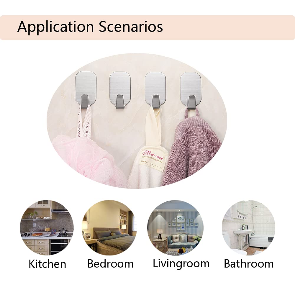 Small Self Adhesive Hooks Heavy Duty - Wall Mount Sticky Hooks for Hanging (10 Pack) - Perfect for Bathroom, Kitchen, Dorm Room Organization & Home Decor