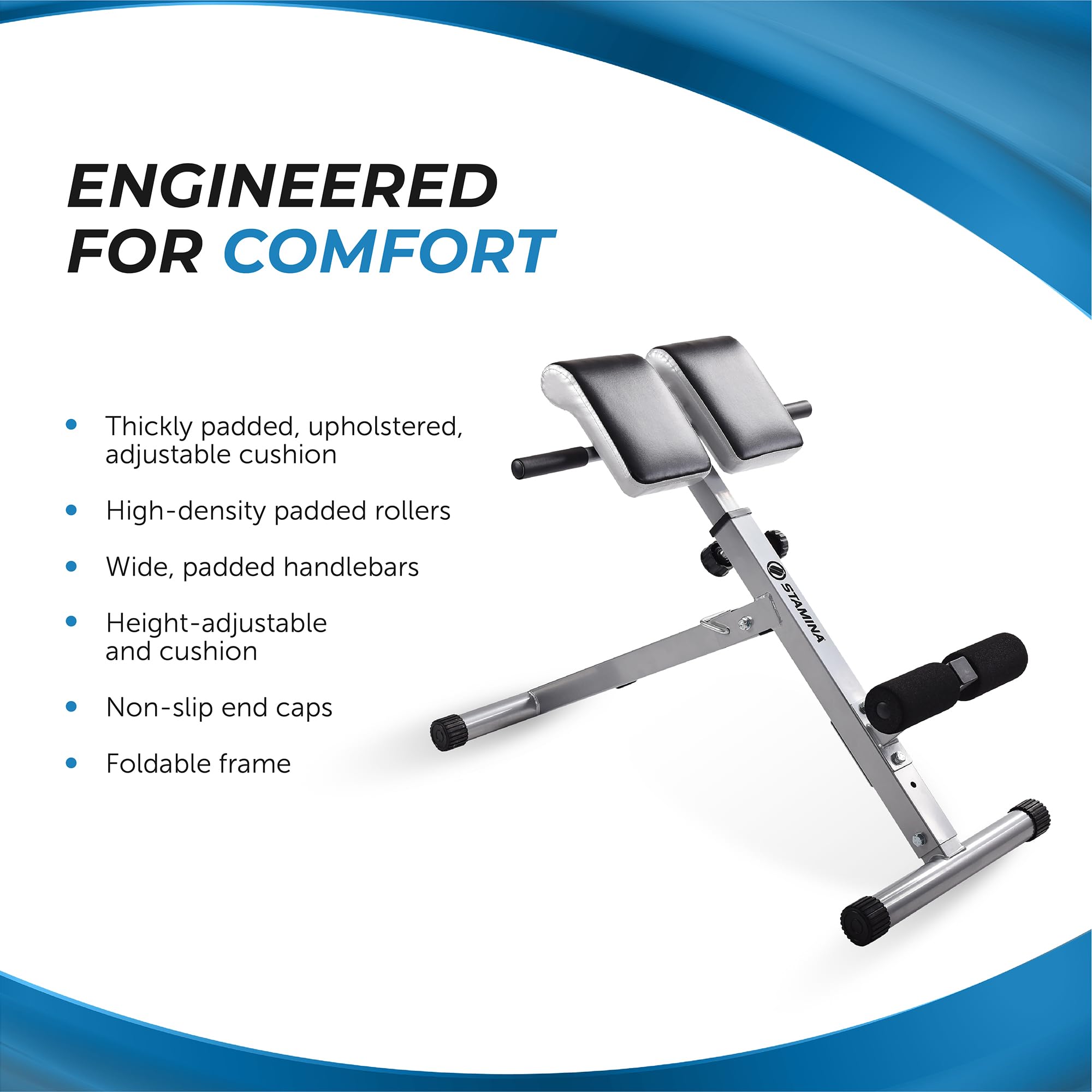Stamina Hyperextension Bench 2014 - Adjustable Foldable Roman Chair for Home Gym, Core & Back Workouts - 250 lbs Weight Capacity - Perfect for Strength Training, Rehabilitation & Fitness Enthusiasts