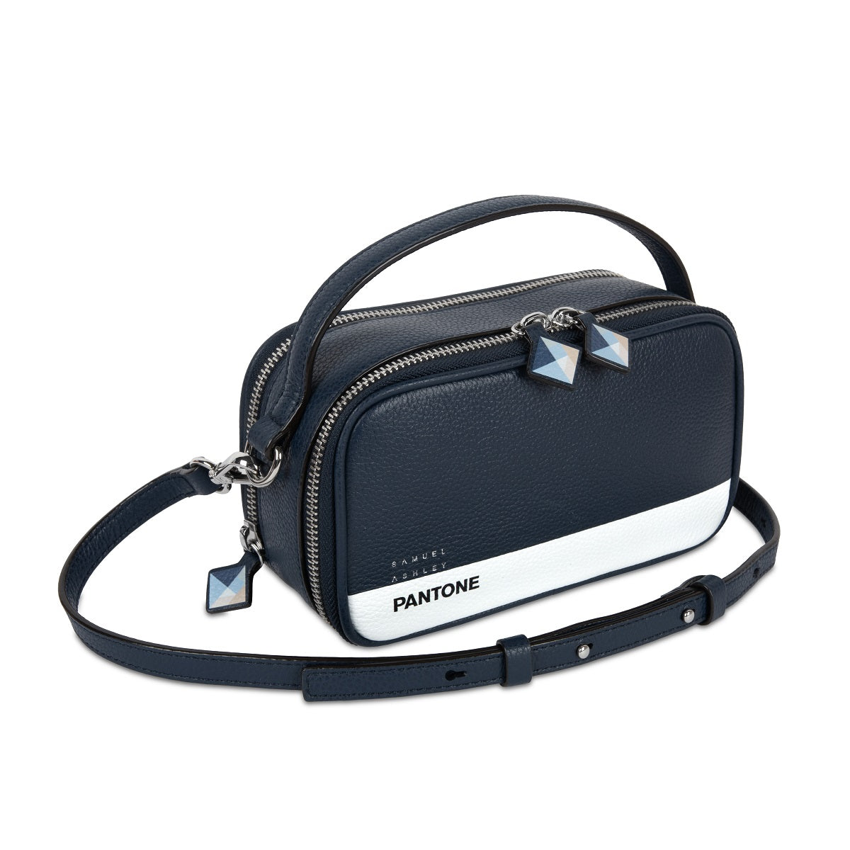 Samuel Ashley x Pantone Genuine Leather Satchel Bag for Women & Men - Premium Crossbody Messenger Bag for Work, Travel & Everyday Use