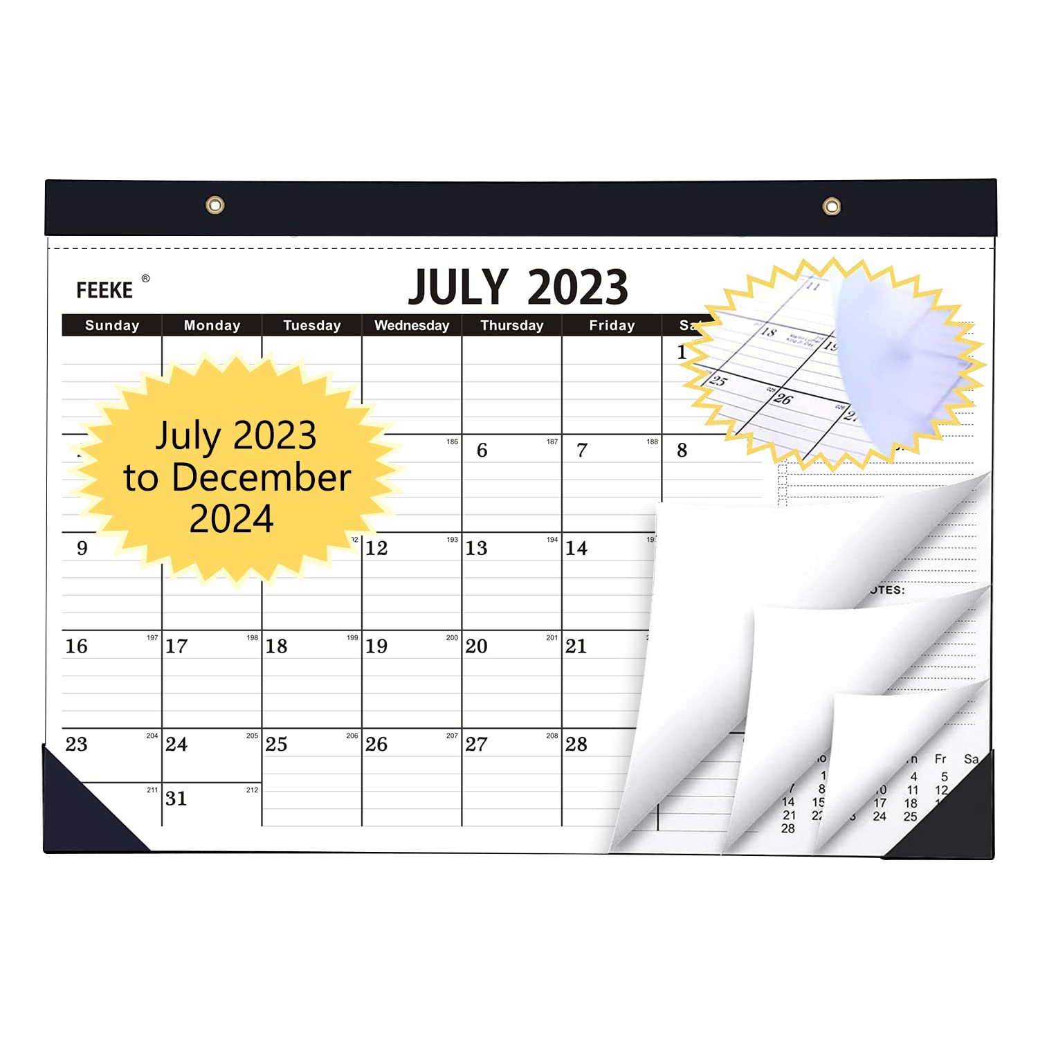 18-Month Desk Calendar July 2023 to December 2024 with To-Do List & Julian Date - 17x12 Inch Monthly Planner for Home, Office, or School - Perfect for Scheduling, Goal Tracking, and Productivity Organization