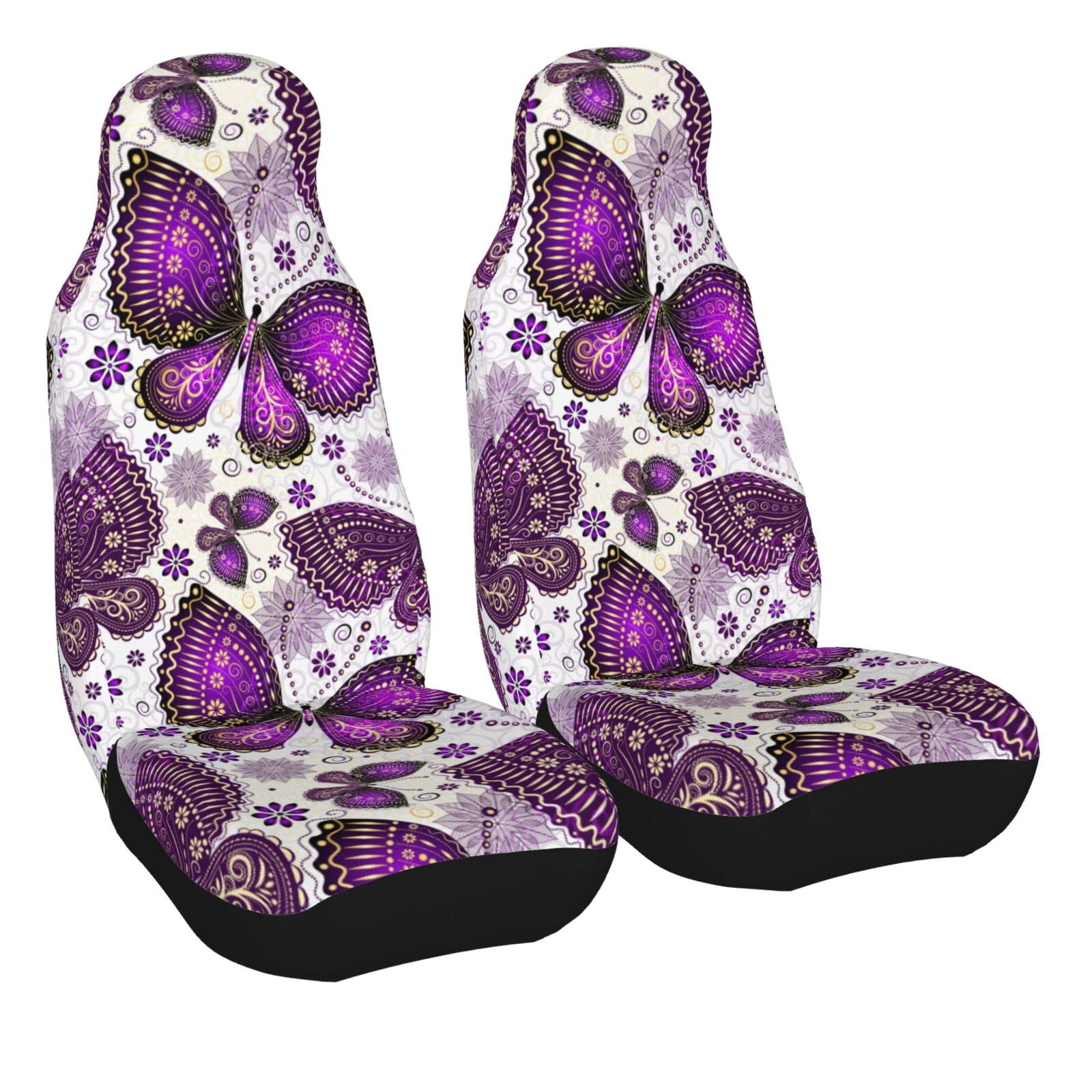 Premium Delerain 2-Piece Car Seat Covers with Butterfly Design - Universal Fit for Most Cars, SUVs, Sedans & Trucks - Interior Protection & Style Upgrade for Daily Commute, Road Trips & Family Travel
