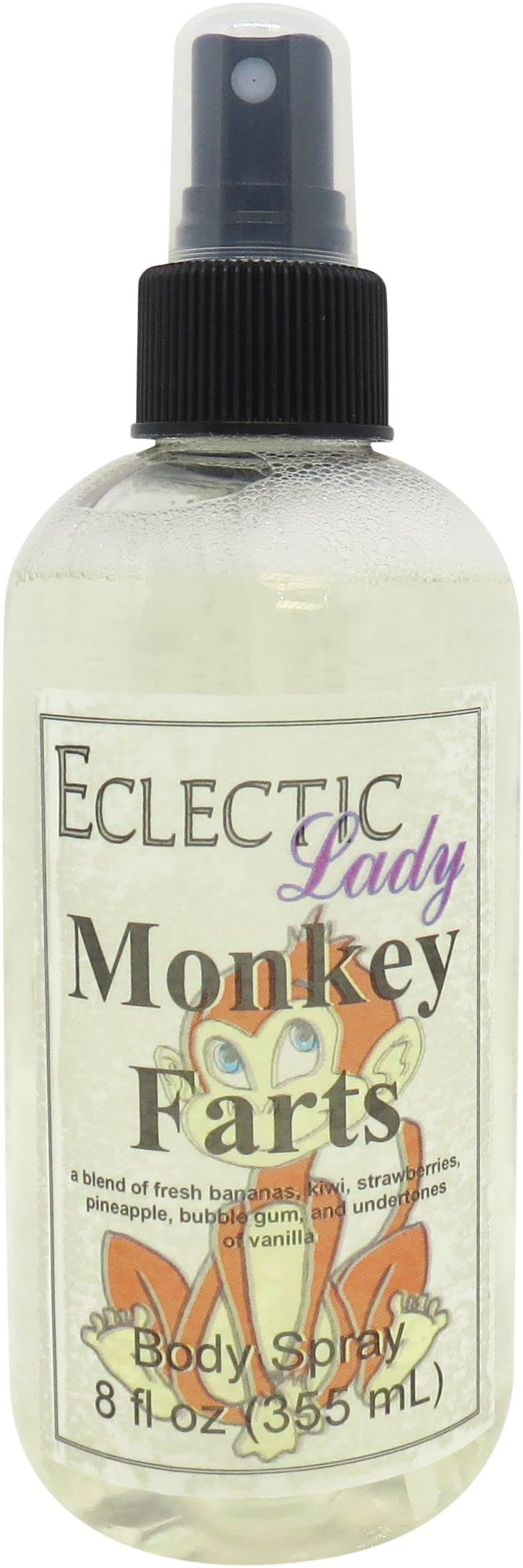 Eclectic Lady Monkey Farts Body Spray - 16oz Lightly Scented Mist for Men & Women | Refreshing Daily Fragrance for Work, Gym & Outdoor Activities