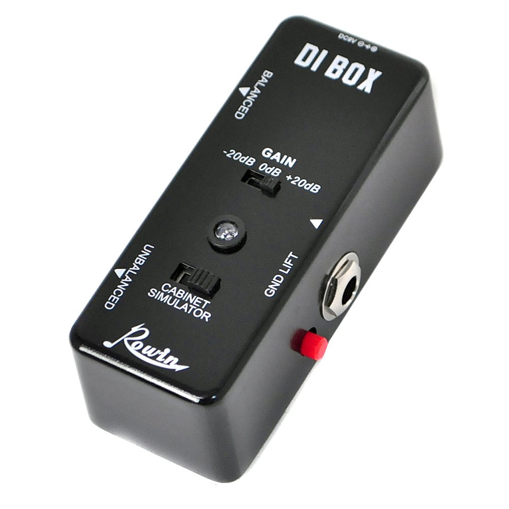 Rowin Passive DI Box for Guitar & Bass - Balanced/Unbalanced Direct Box Pedal for Live Performance & Studio Recording