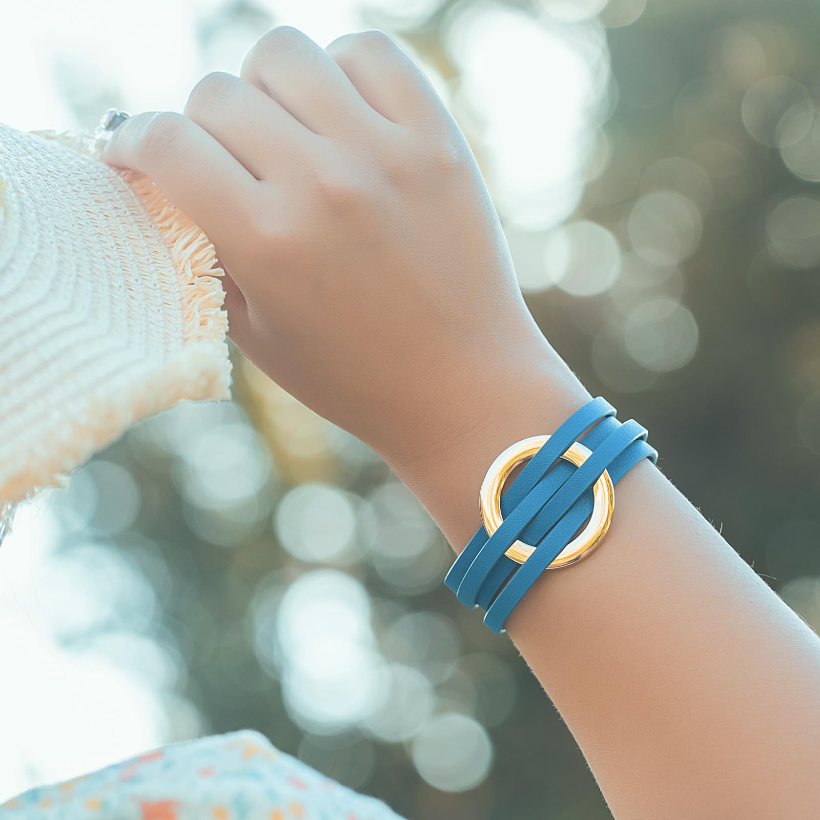 Stylish Boho Braided Leather Wrap Bracelet with Magnetic Clasp - Stackable Layered Cuff Bracelet for Women | Perfect for Casual Wear, Festivals & Layered Jewelry Looks