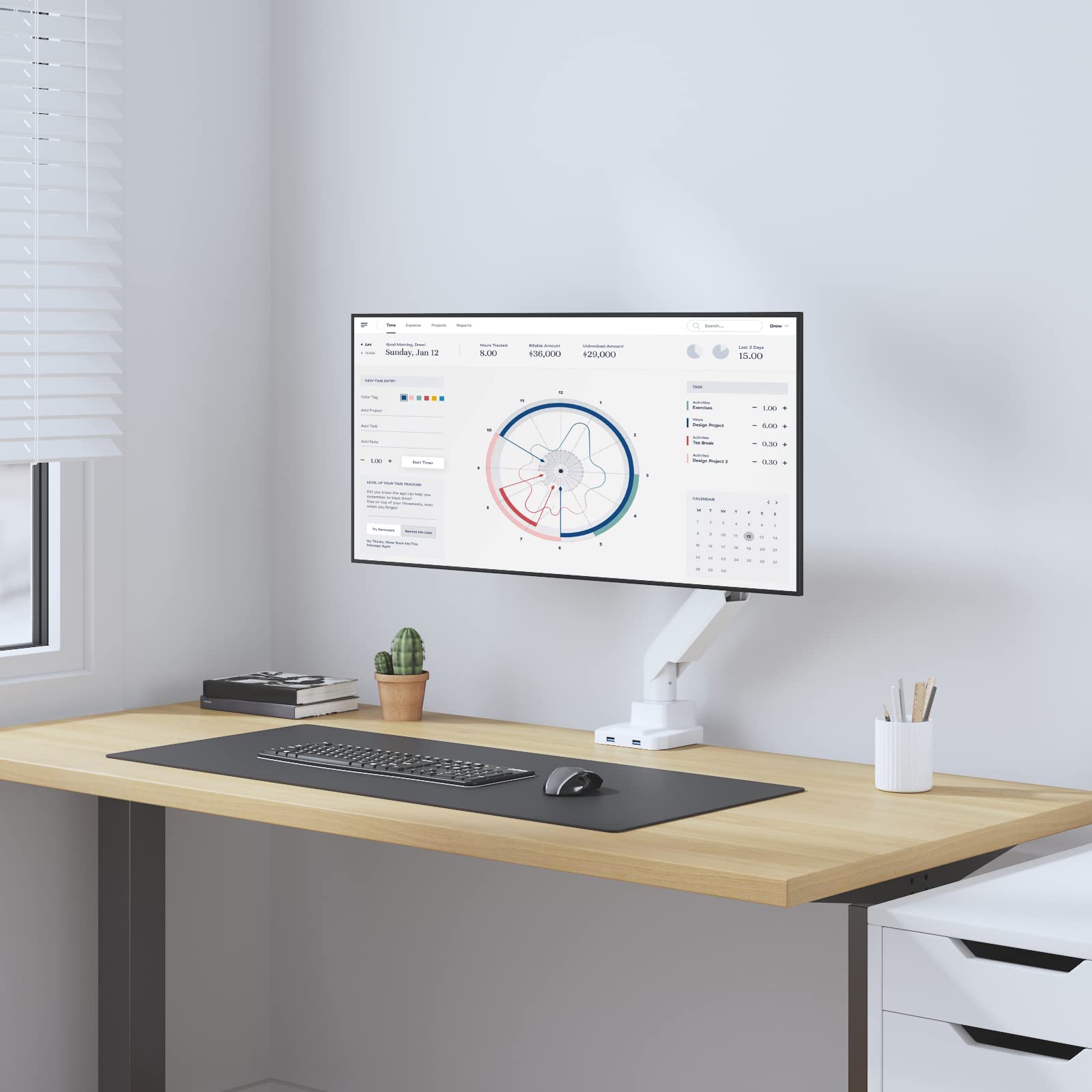 WALI Adjustable Gas Spring Single Monitor Arm Stand - Heavy Duty Desk Mount for 35 Inch Screens up to 33lbs (GSMU001-W, White) | Perfect for Home Office, Gaming Setup & Workspace Ergonomics