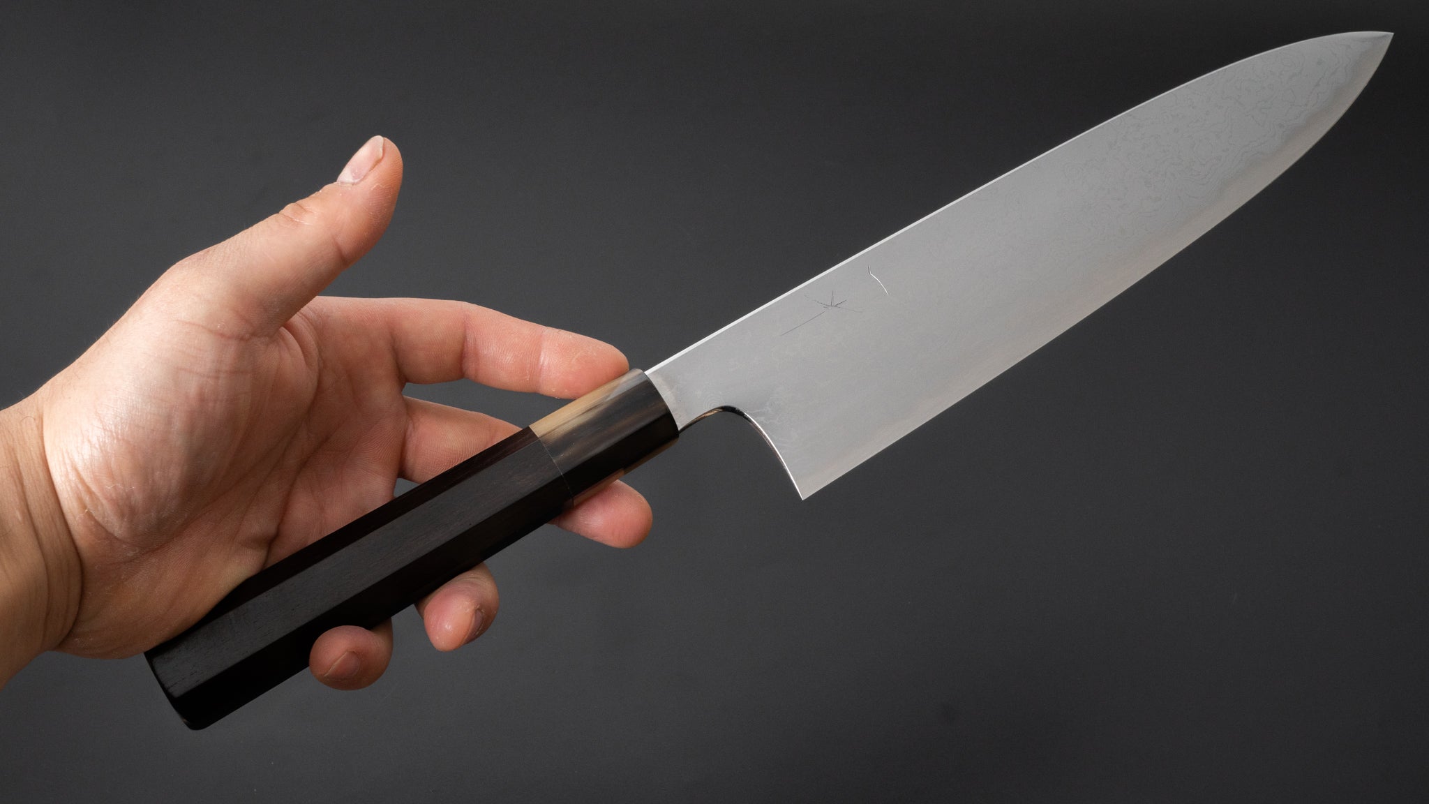 Hitohira Togashi White #1 Damascus Gyuto 240mm Japanese Chef Knife with Ebony Handle - Premium Kitchen Knife for Professional Chefs & Home Cooking