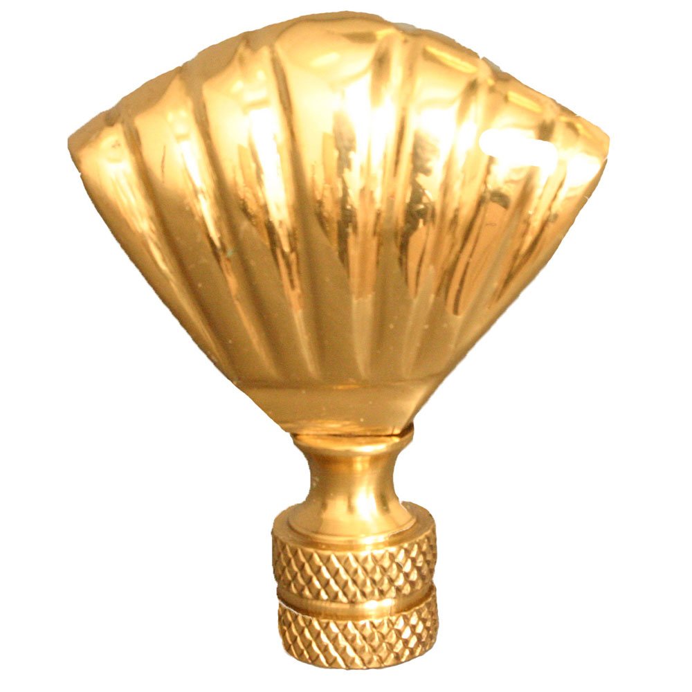Royal Designs 2 Inch Polished Brass Seashell Lamp Finial for Lamp Shades – Perfect for Coastal, Beach, and Nautical Home Decor