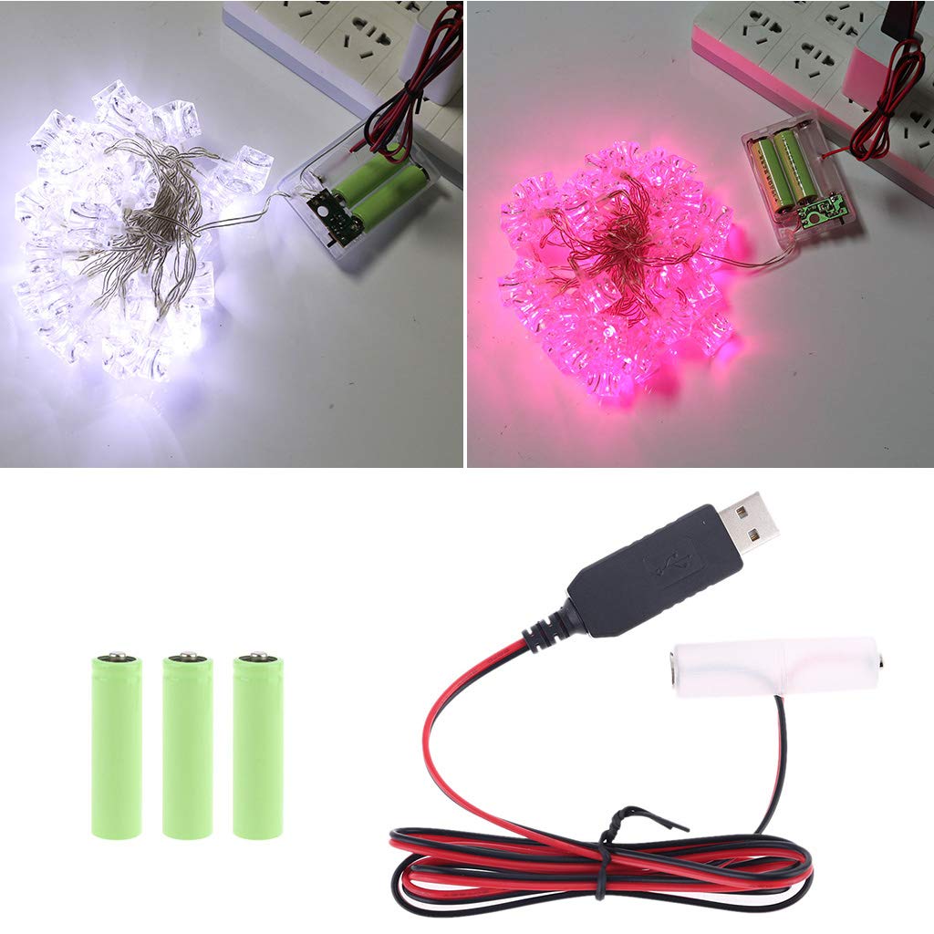 USB to AA Battery Eliminator Cable - Replace 1-4 AA Batteries (1.5V) for Electronics, Toys & LED Lights | LR6 AA Battery Adapter Power Supply