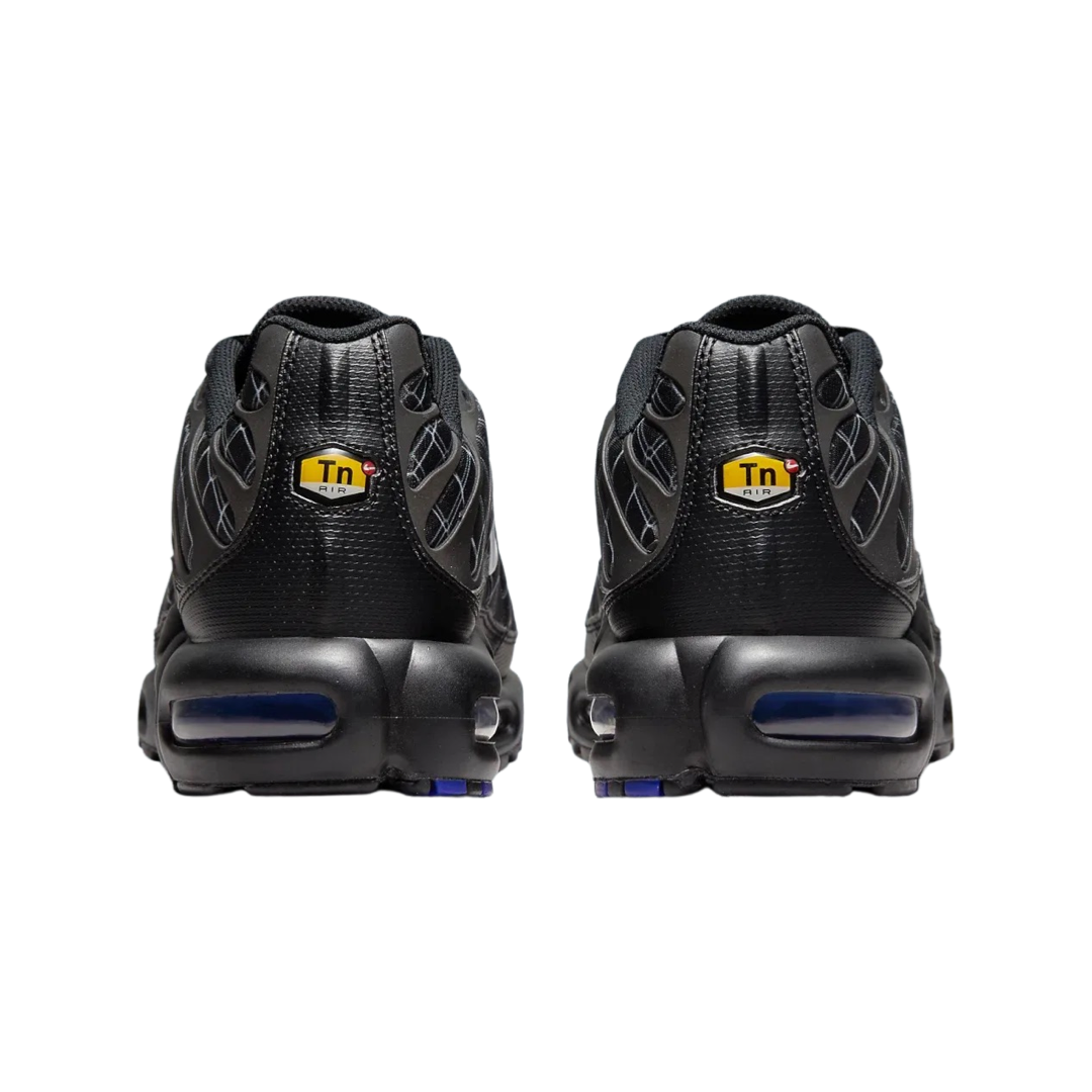 Nike Air Max Plus Men's Running Shoes - Black, White & Hyper Blue - Comfortable Cushioning for Jogging, Gym & Casual Wear - France Edition