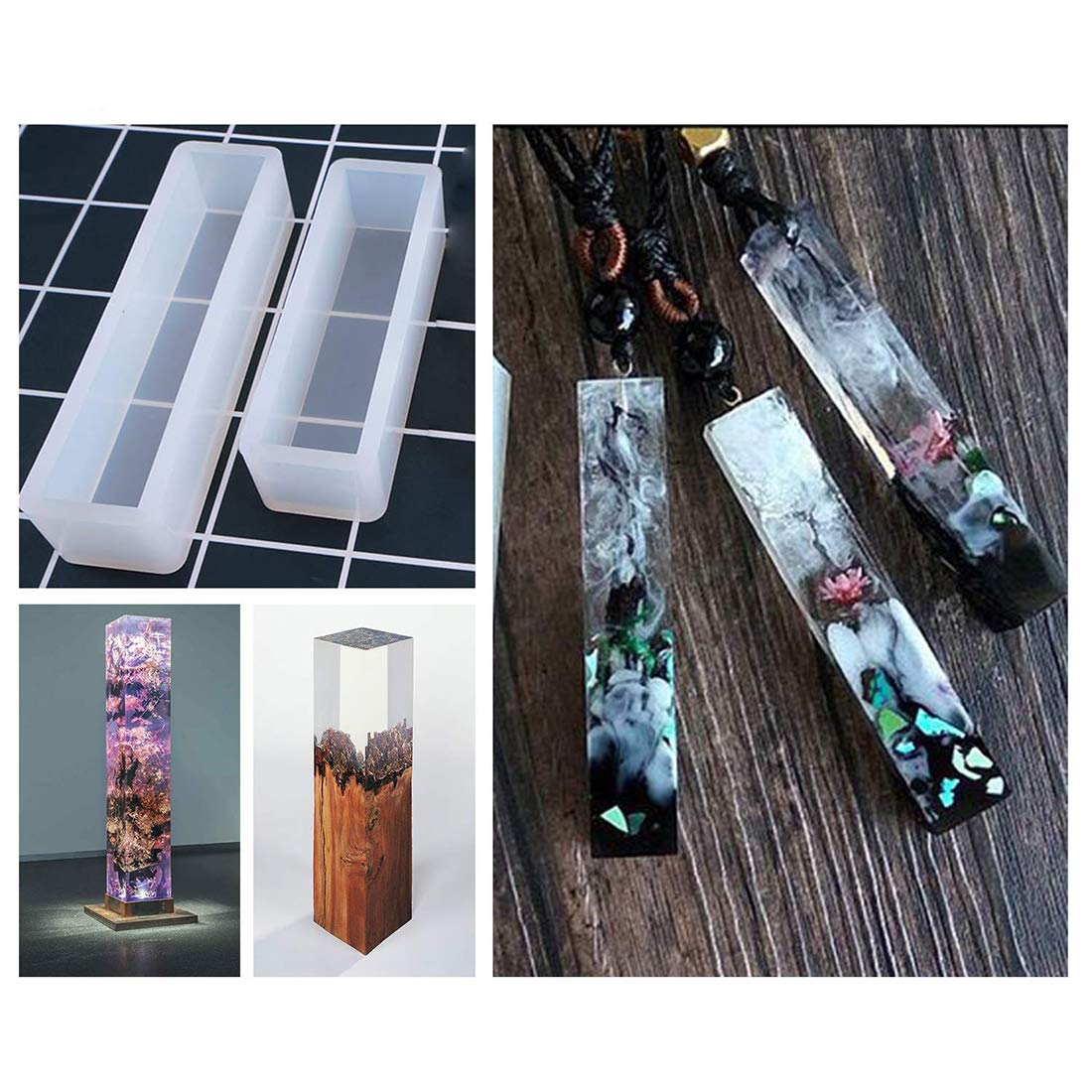 FineInno 9PCS Epoxy Resin Molds Set - Square, Rectangle & Ball Silicone Molds for DIY Jewelry, Soap Making, Dried Flower Crafts, Pendant Casting - Perfect for Resin Art, Home Decor & Gift Making Projects