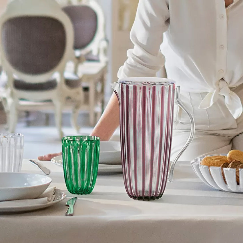Guzzini Dolcevita Glass Pitcher with Lid - Elegant Beverage Dispenser for Iced Tea, Lemonade & Cocktails at Parties & Home Entertaining