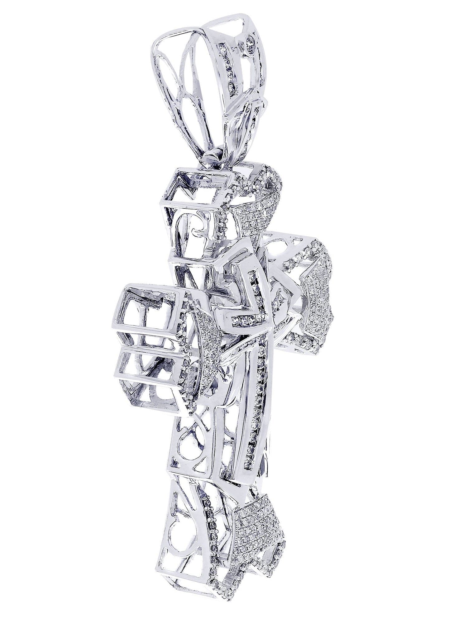 2.28 Carat Diamond Cross Pendant Necklace - 21.68 Grams Solid Gold Religious Jewelry for Women - Perfect for Baptism, First Communion & Special Occasions