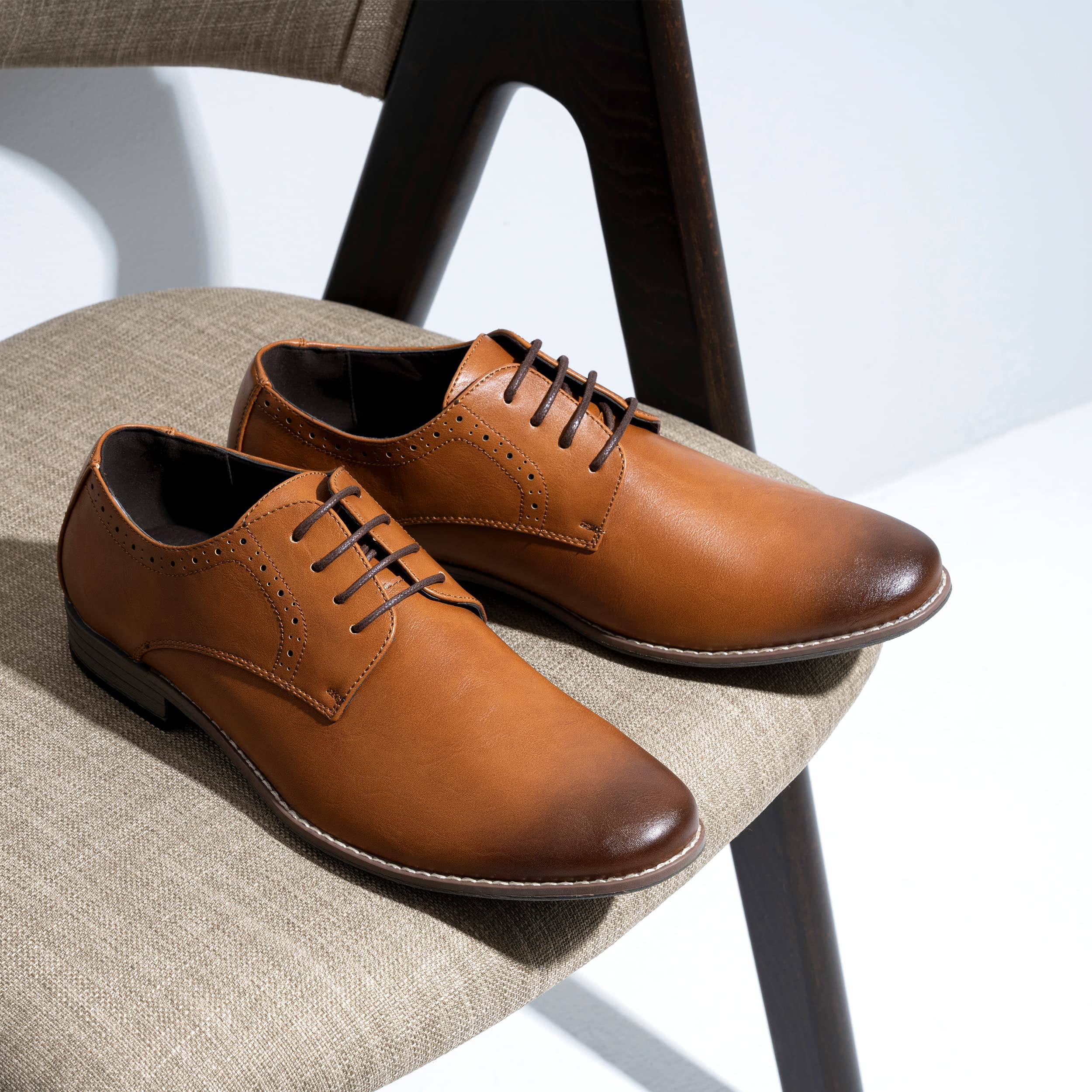 Jousen Men's Oxford Plain Toe Dress Shoes - Classic Formal Derby Shoes for Business, Wedding & Office Wear - Comfortable Leather Dress Shoes for Men