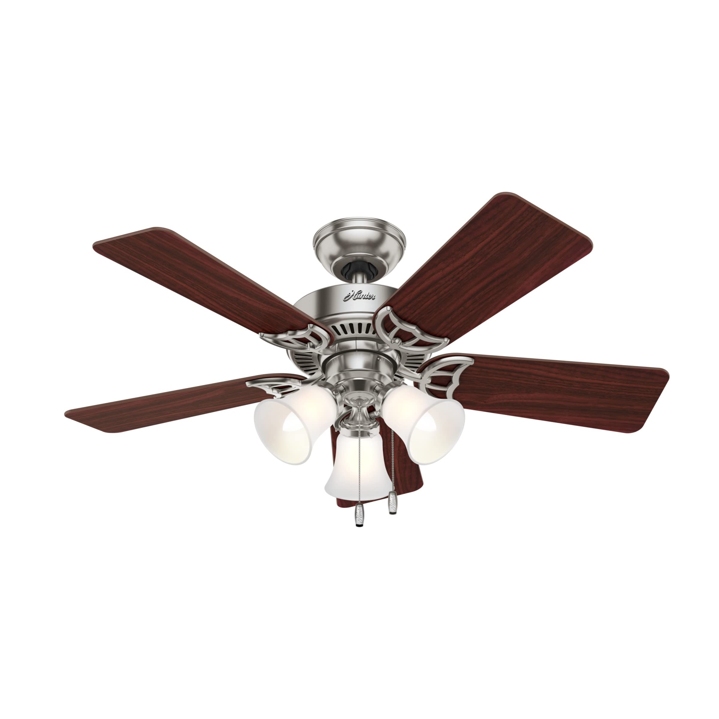 Hunter Fan Company 51011 42-Inch Southern Breeze Brushed Nickel Ceiling Fan with LED Light Kit & Pull Chain - Energy Efficient Indoor Ceiling Fan for Living Room, Bedroom & Office (Brown)