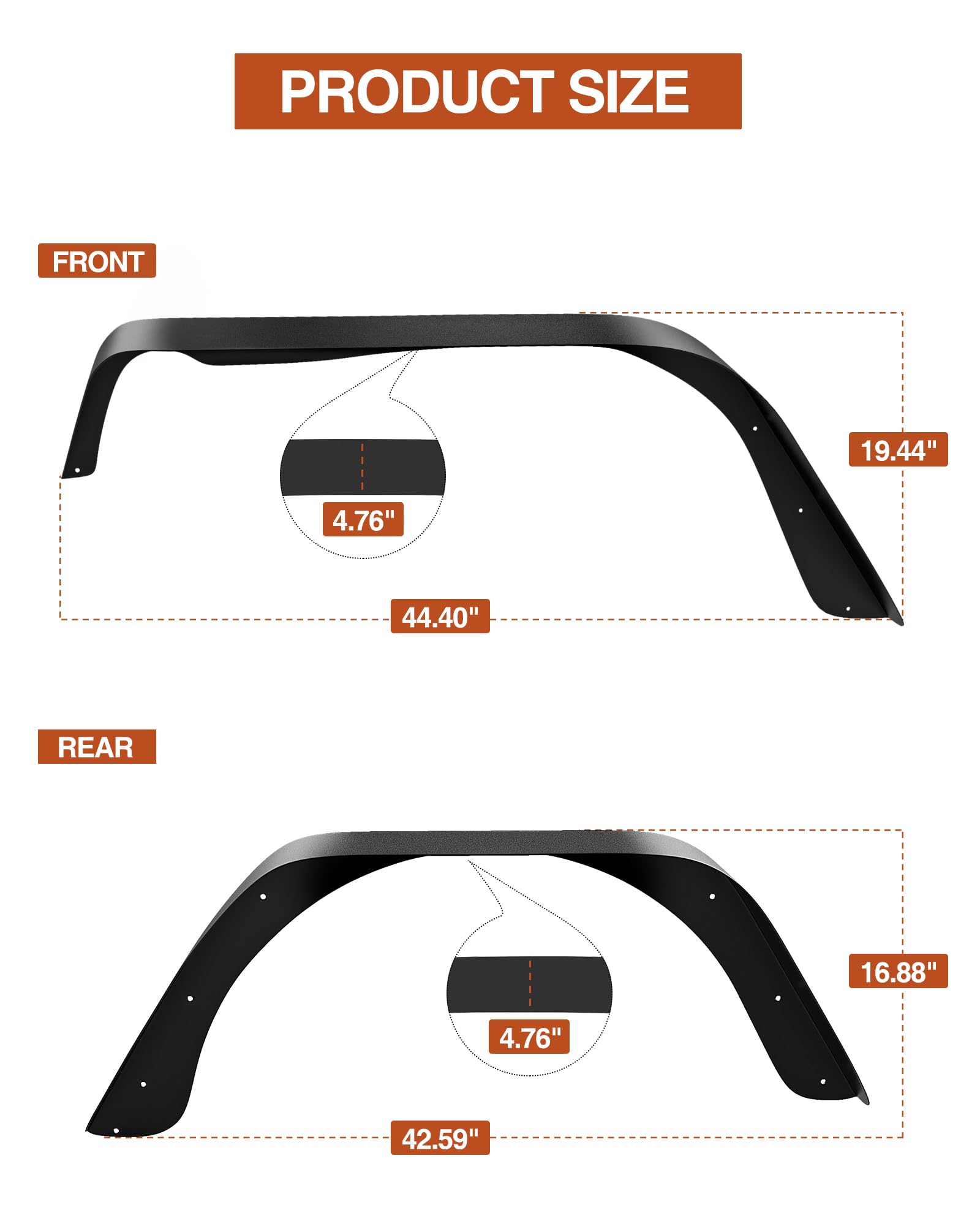 GARVEE 4-Piece Flat Front & Rear Fender Flares for 1997-2006 Jeep Wrangler TJ & LJ - Textured Black Off-Road Metal Steel Wheel Liners - Perfect for Trail Riding & Rock Crawling Adventures
