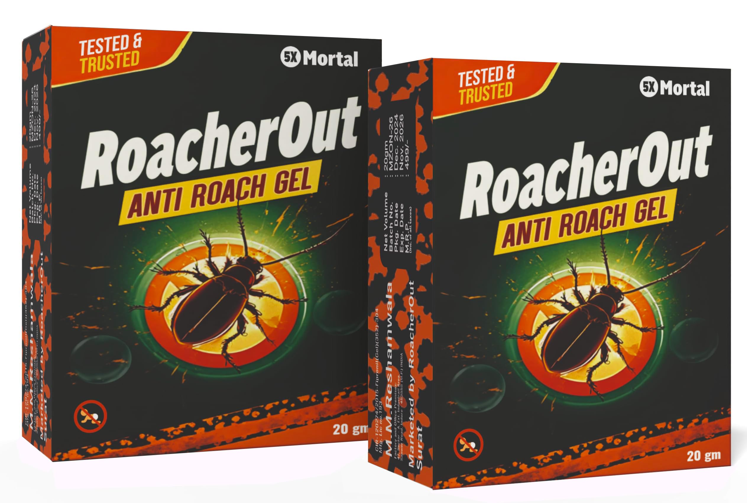 **RoachOut Cockroach Killer Gel - Fast-Acting & Odorless Pest Control (2X20G) - Effective for Kitchens, Living Rooms & Bathrooms - Safe & Easy to Use for Home & Apartments**