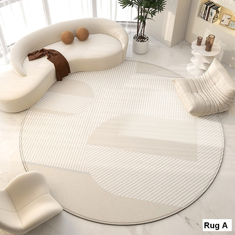 Modern Geometric Round Area Rugs - Non-Slip Circular Rug for Dining Room, Bedroom & Living Room - Boho Chic Home Decor Accent for Under Chairs, Coffee Tables & Floor Covering