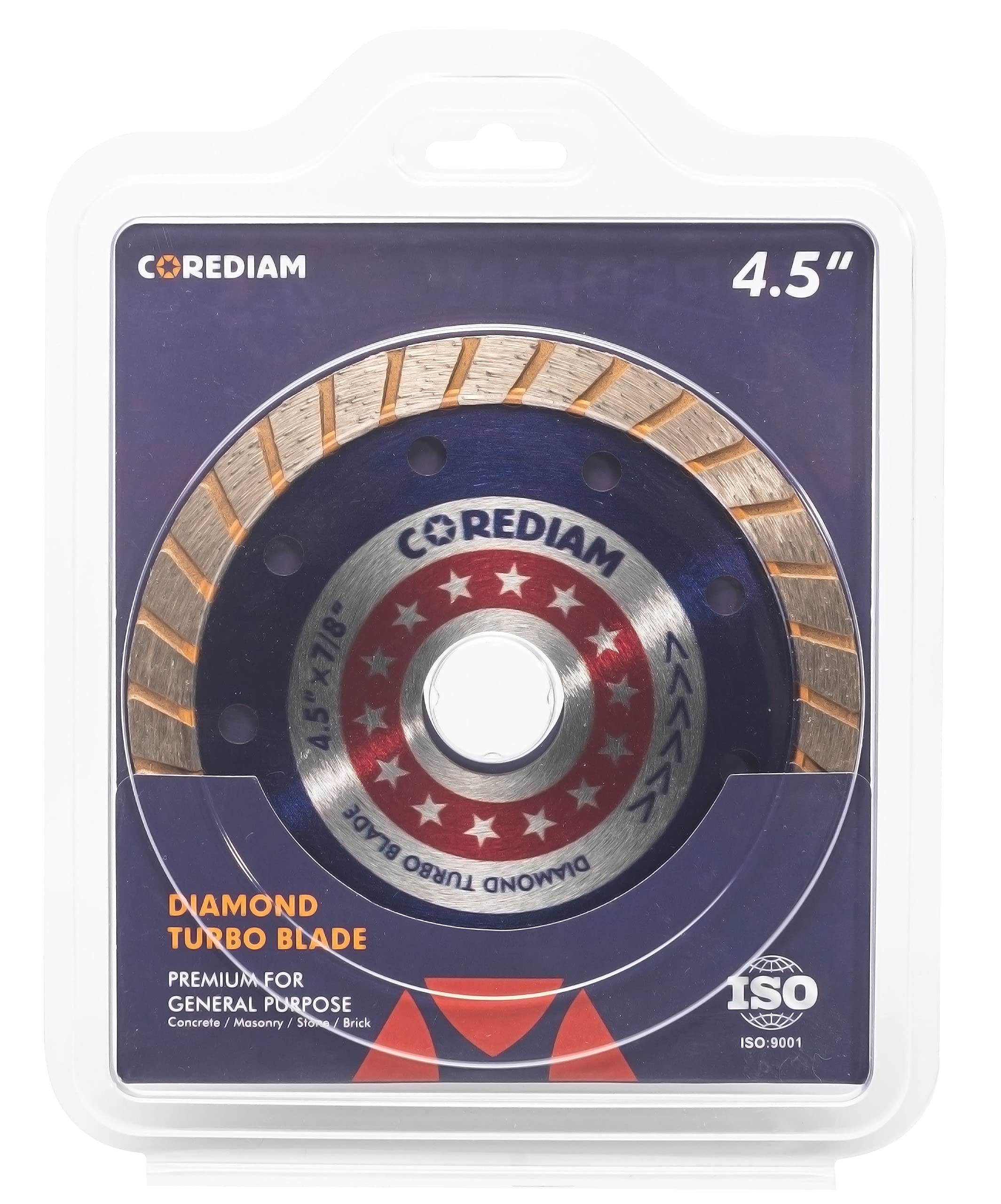 4.5 Inch Diamond Turbo Saw Blade for Angle Grinder - Wet/Dry Cut Concrete, Masonry, Brick, Granite & Marble - 7/8