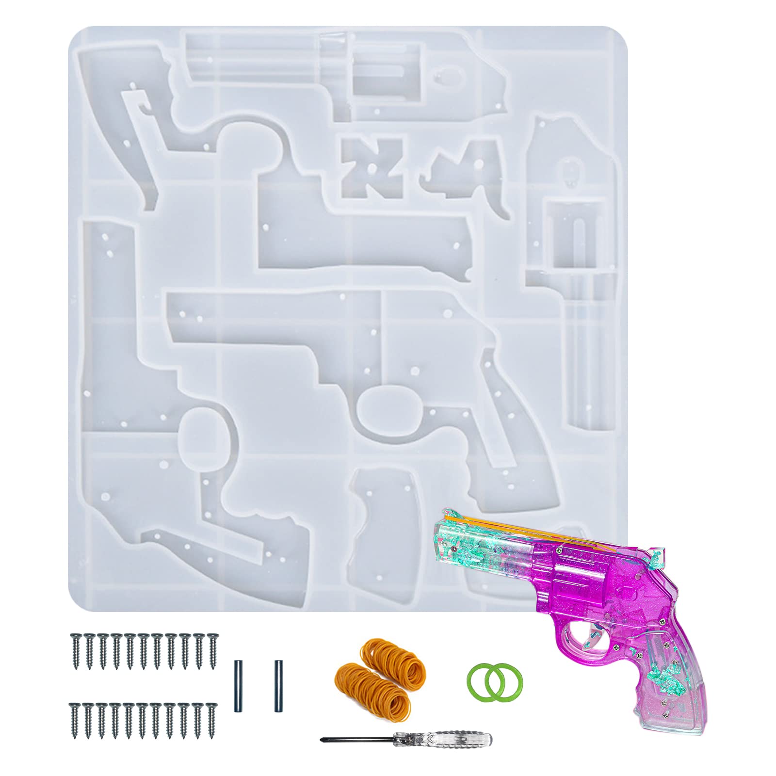 DIY Gun Resin Mold - Revolver Epoxy Resin Silicone Mold for Rubber Band Toy Guns, Home Decor & Craft Projects - Perfect for DIY Enthusiasts, Kids' Toys & Unique Home Decoration Gifts