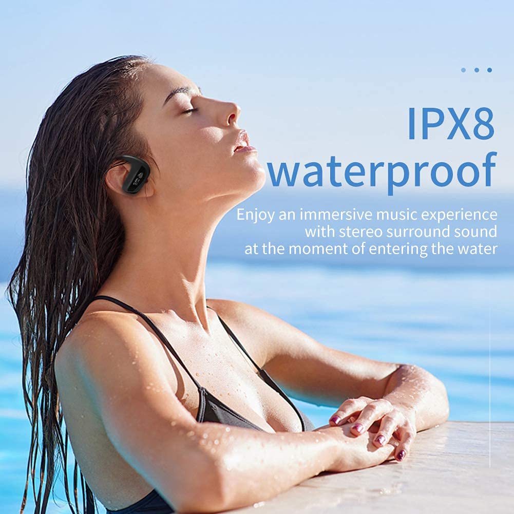 CYBORIS Wireless Bluetooth 5.0 Swimming Headphones - IPX8 Waterproof Earbuds with 16GB MP3 Player, Noise Cancelling & HiFi Stereo Sound - Perfect for Swimming, Running, Cycling, Gym Workouts (Red)