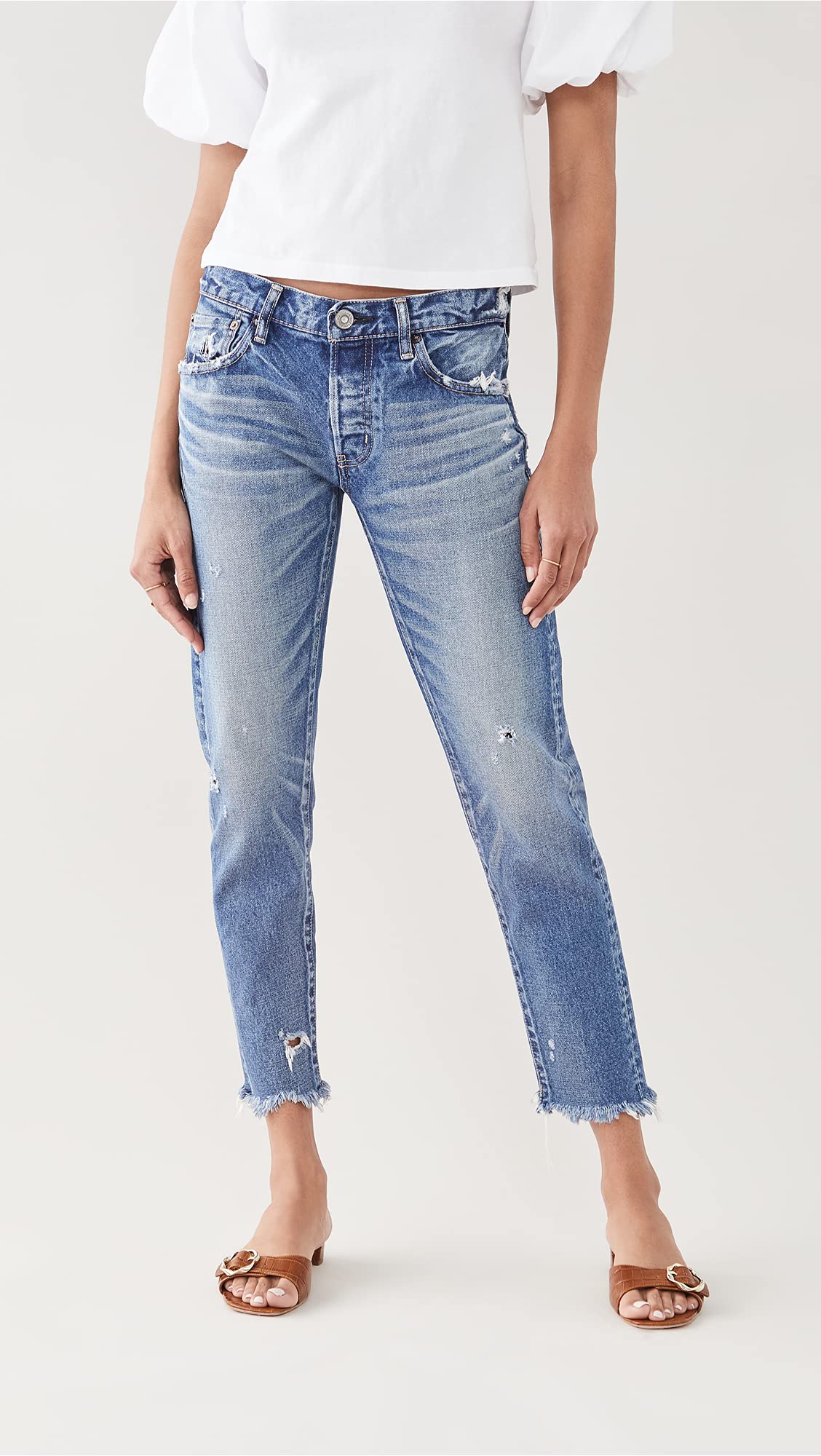 MOUSSY VINTAGE Women's High Waist Tapered Blue Jeans - Slim Fit Denim Pants for Casual Wear & Street Style Fashion