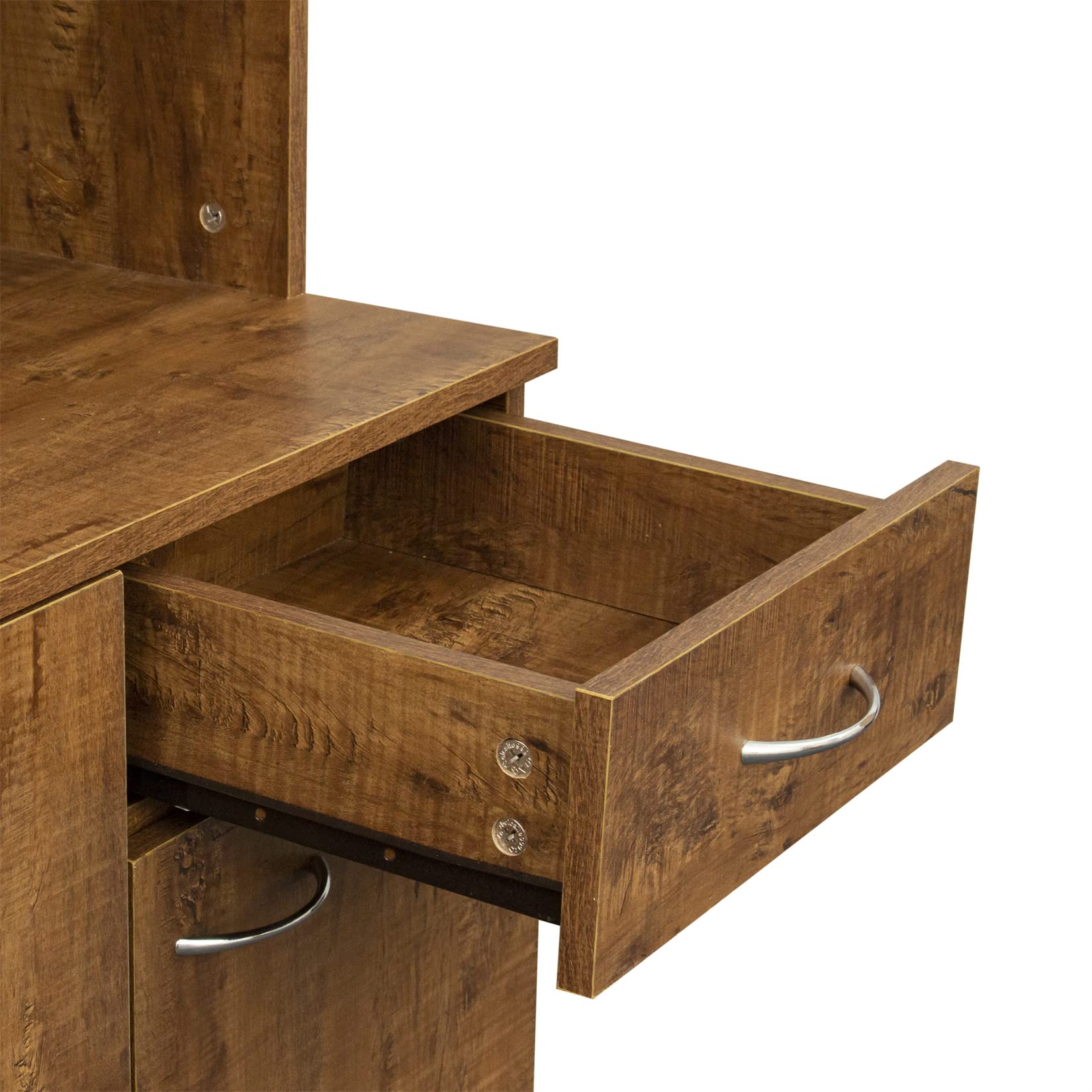 Bellemave 6-Door Kitchen Pantry Storage Cabinet with Adjustable Shelves - Freestanding Buffet Hutch with Microwave Stand & Drawer for Home & Office (Walnut) - Perfect for Small Kitchens, Dining Rooms & Office Storage