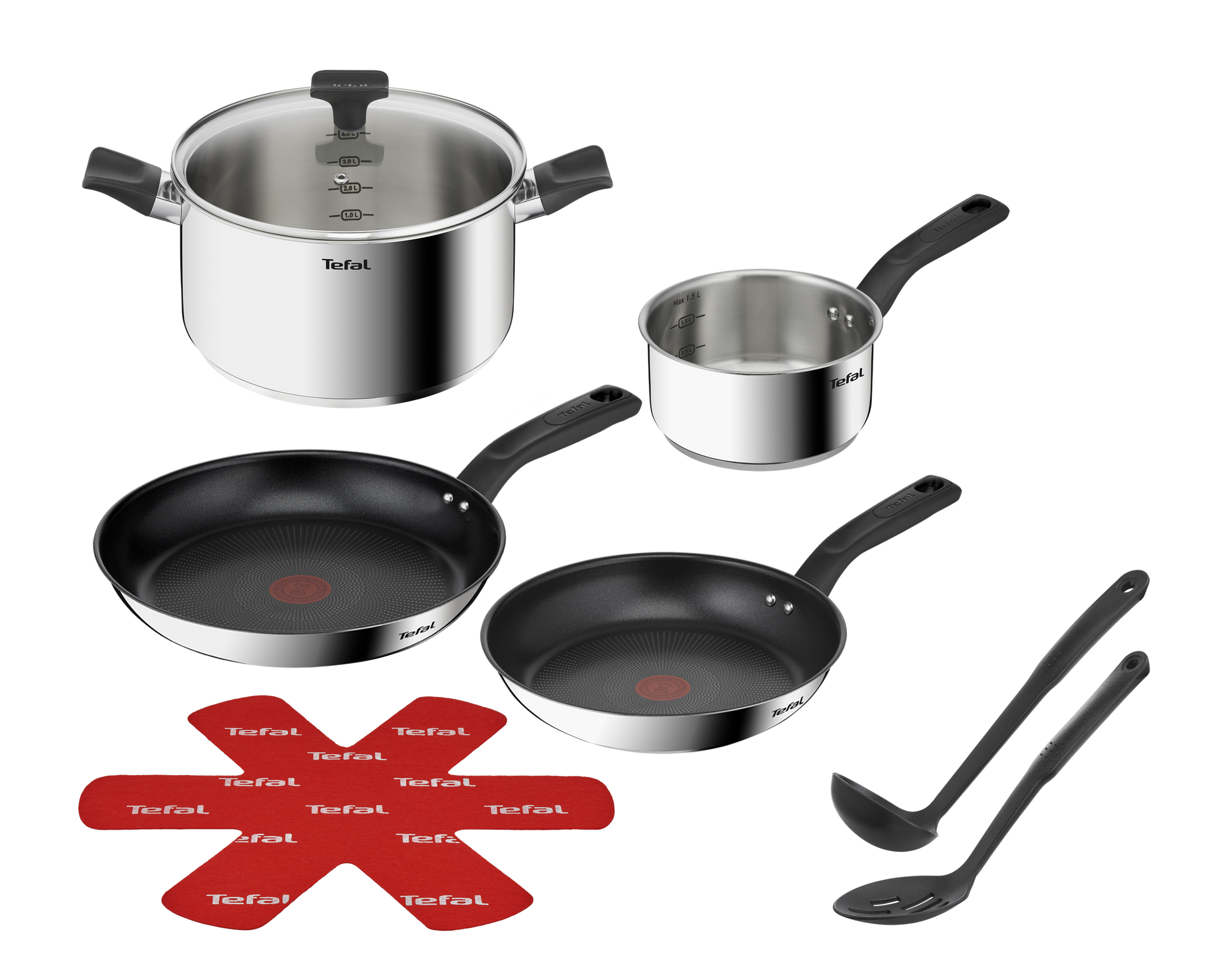 Tefal Delicious Stainless Steel 8-Piece Cookware Set - Nonstick Pots and Pans for Sauteing, Boiling & Frying - Perfect for Home Kitchen Cooking & Professional Chefs