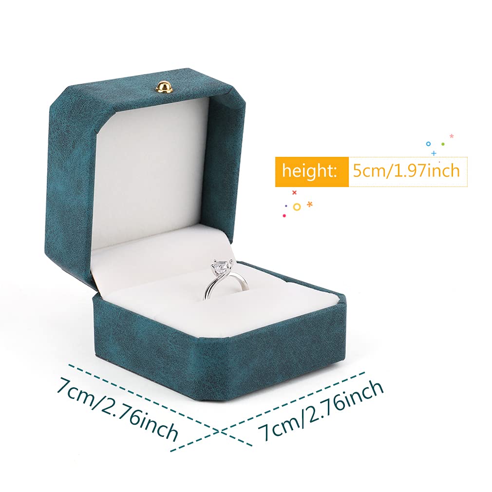 iSuperb Green Velvet Ring Jewelry Box - Elegant Engagement, Wedding & Proposal Ring Display Case - Perfect for Gifts, Ceremonies & Jewelry Storage