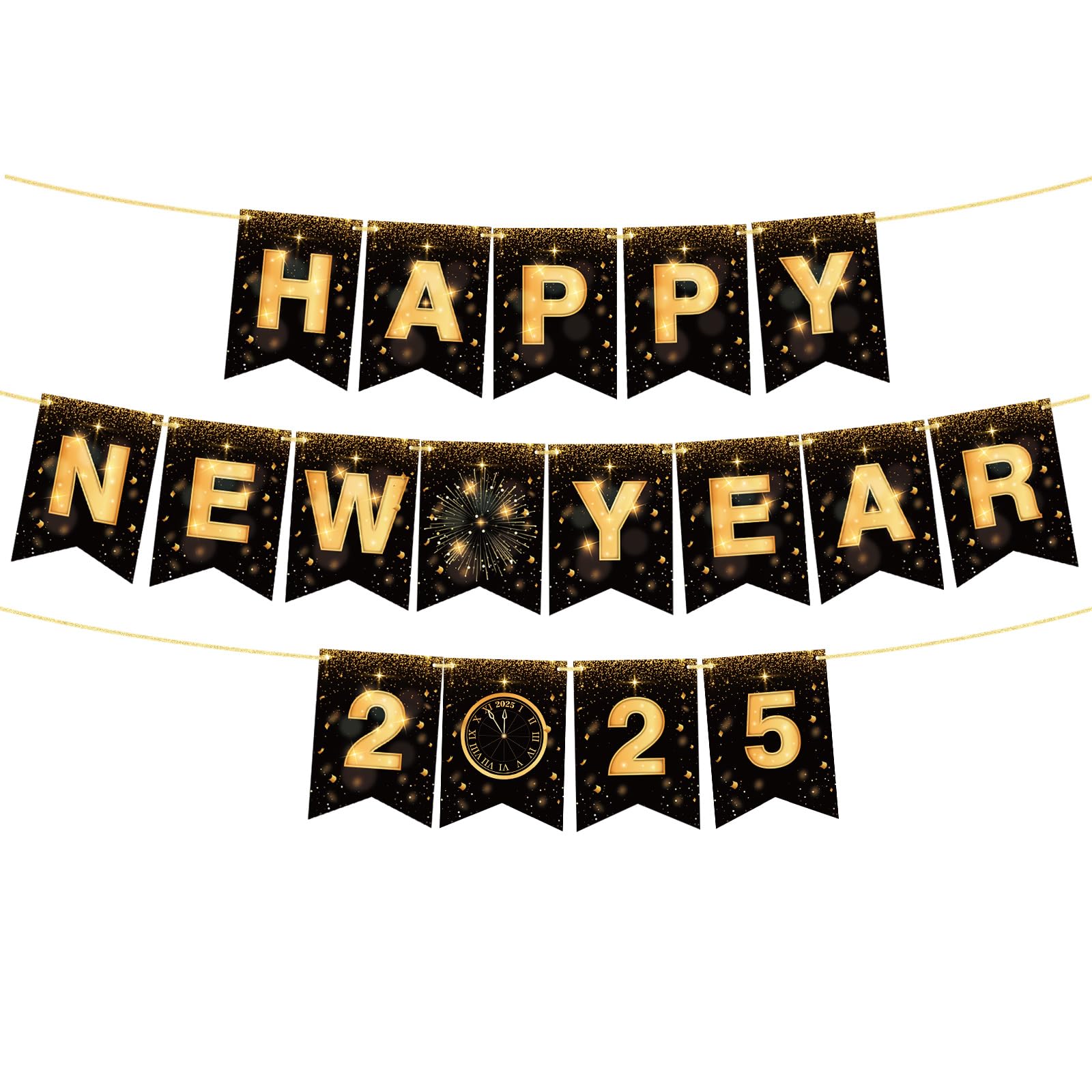 2025 Happy New Year Banner - No DIY New Year's Eve Party Decorations, Backdrop & Sign for Home, Office & Party Decor | Celebrate New Year 2025 in Style