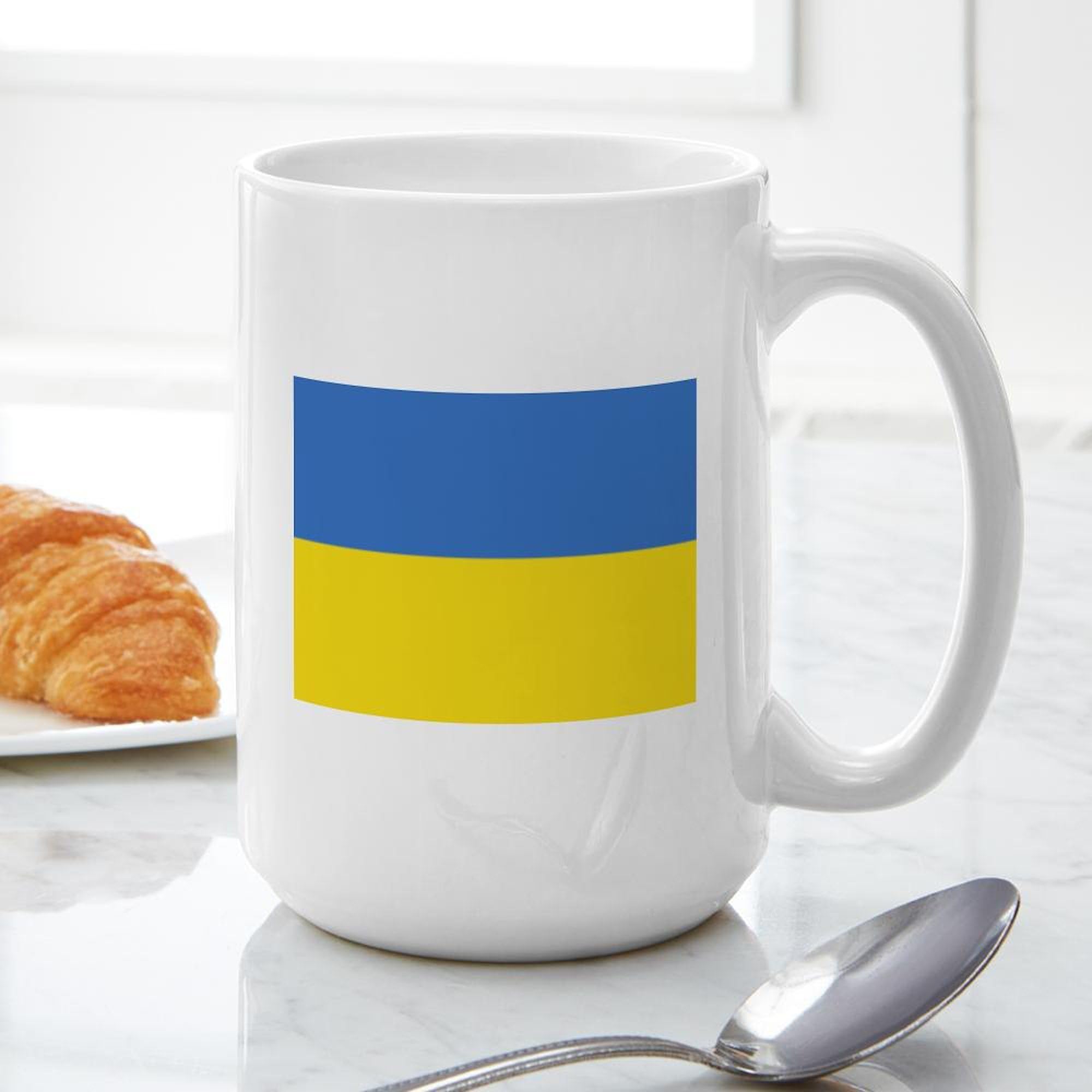 Ukraine Flag Ceramic Coffee Mug 15 oz (444 ml) - Patriotic Gift for Supporters, Home & Office Use - CafePress