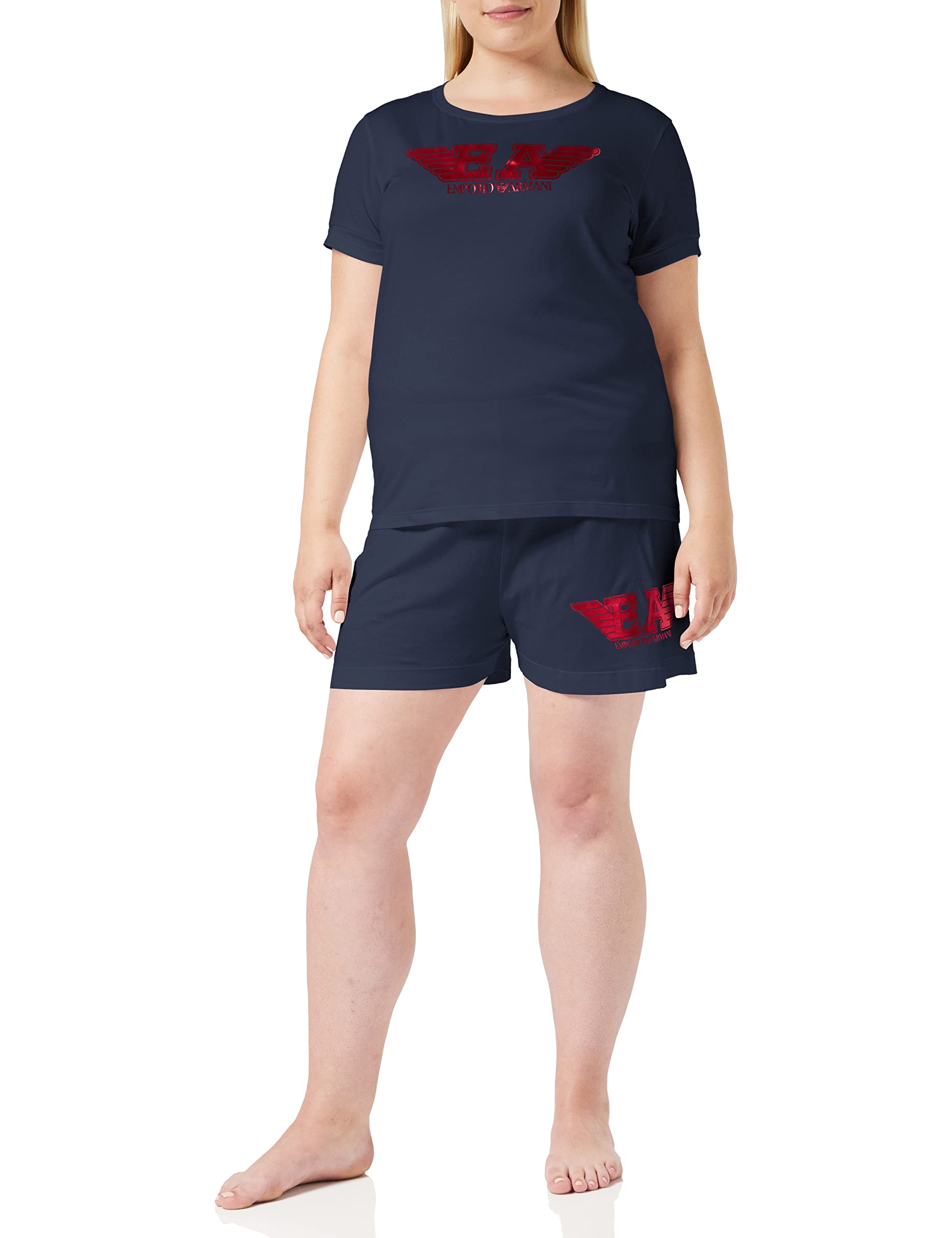 Emporio Armani Women's Logo Mania Pajama Set - Soft Cotton Sleepwear for Women - Perfect for Lounge, Sleep & Travel