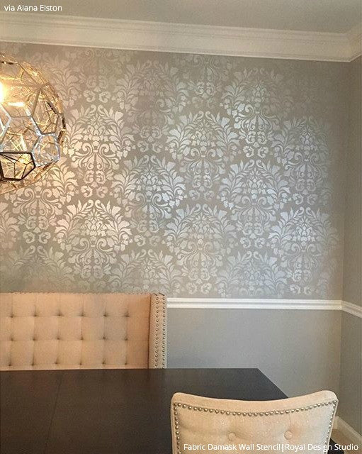 Damask Fabric Wall Stencil - Reusable DIY Painting Template for Home Decor, Bedroom & Living Room Wall Art Projects
