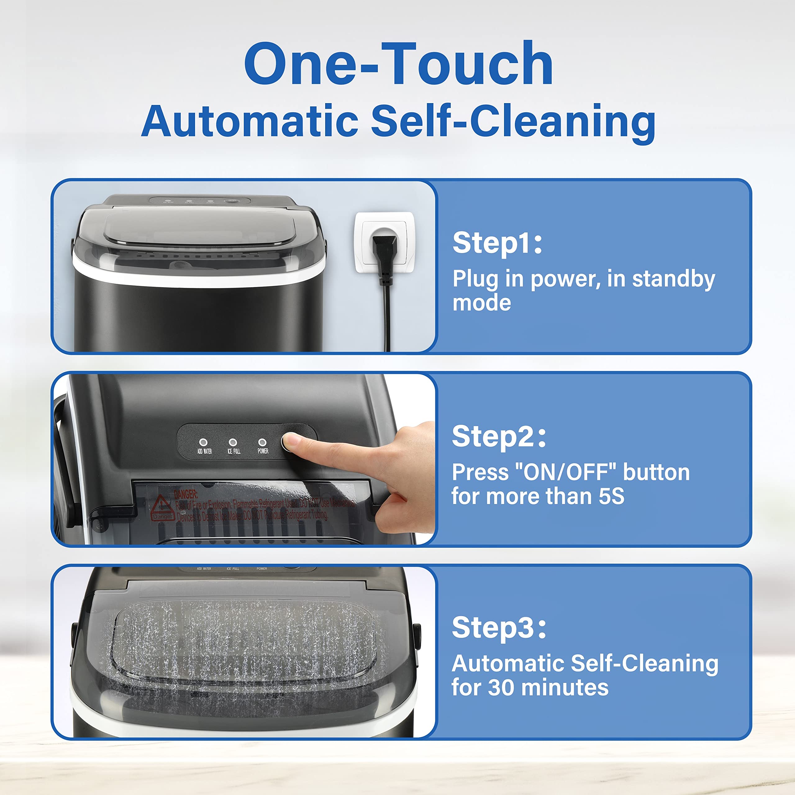 HealSmart Portable Countertop Ice Maker - 6 Mins Fast Ice Making, 9 Cubes per Batch, 26lbs Daily Output - Self-Cleaning with Ice Spoon & Basket - Perfect for Home Kitchen, Office, Camping & Parties (Black) | Compact Ice Machine for Drinks, Cocktails & Outdoor Adventures