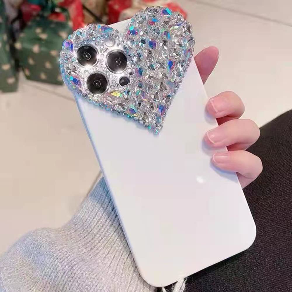 Sparkly Rhinestone Bling iPhone 12 Pro Case for Women - Elegant White Glitter Diamond Phone Cover with Handmade Gems | Perfect Gift for Girls, Birthday, Party & Special Occasions