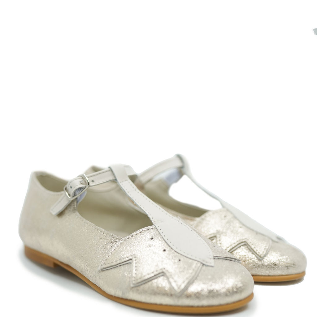 Sonatina Gold Brushed Butterfly Mary Jane Shoes for Girls - Elegant Flats for Weddings, Parties & Special Occasions