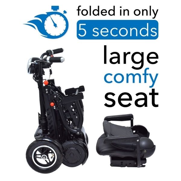 ComfyGo MS 3000 Plus Foldable Mobility Scooter for Seniors & Adults - Lightweight Electric Wheelchair with Long Battery Life - Perfect for Indoor & Outdoor Use, Shopping, Travel & Daily Mobility