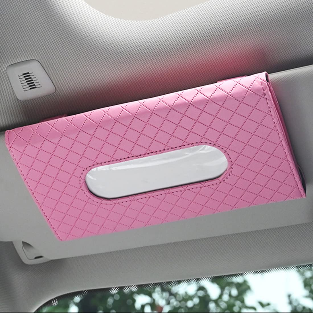 Black PU Leather Car Sun Visor Tissue Holder - Hanging Tissue Clip & Napkin Storage Box for Car | Compact Tissue Refill Organizer for Road Trips, Commuting & Family Travel