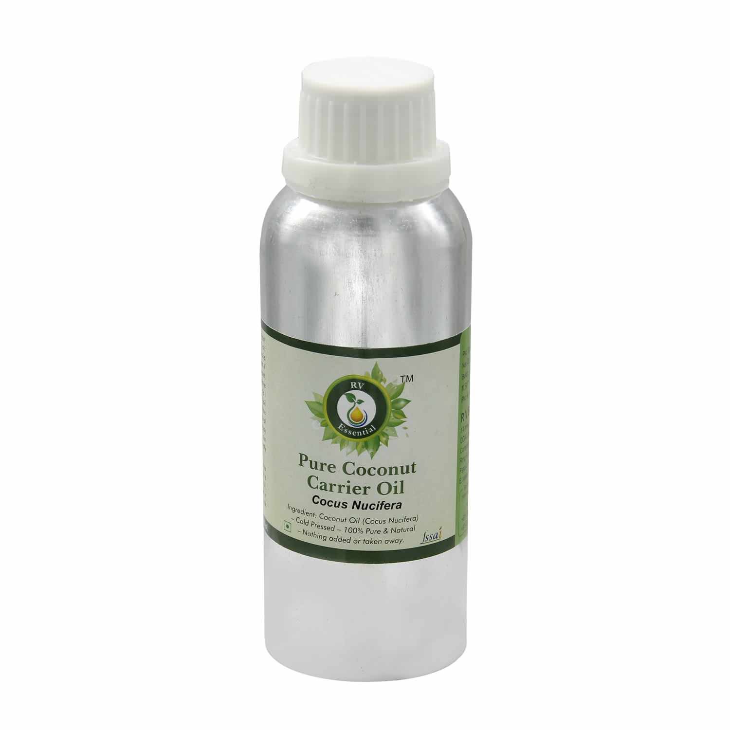 Pure Coconut Carrier Oil 300ml - 100% Natural Cold Pressed Virgin Coconut Oil for Hair, Skin & Massage | RV Essential Cocus Nucifera | Perfect for Aromatherapy, Cooking & DIY Beauty Products