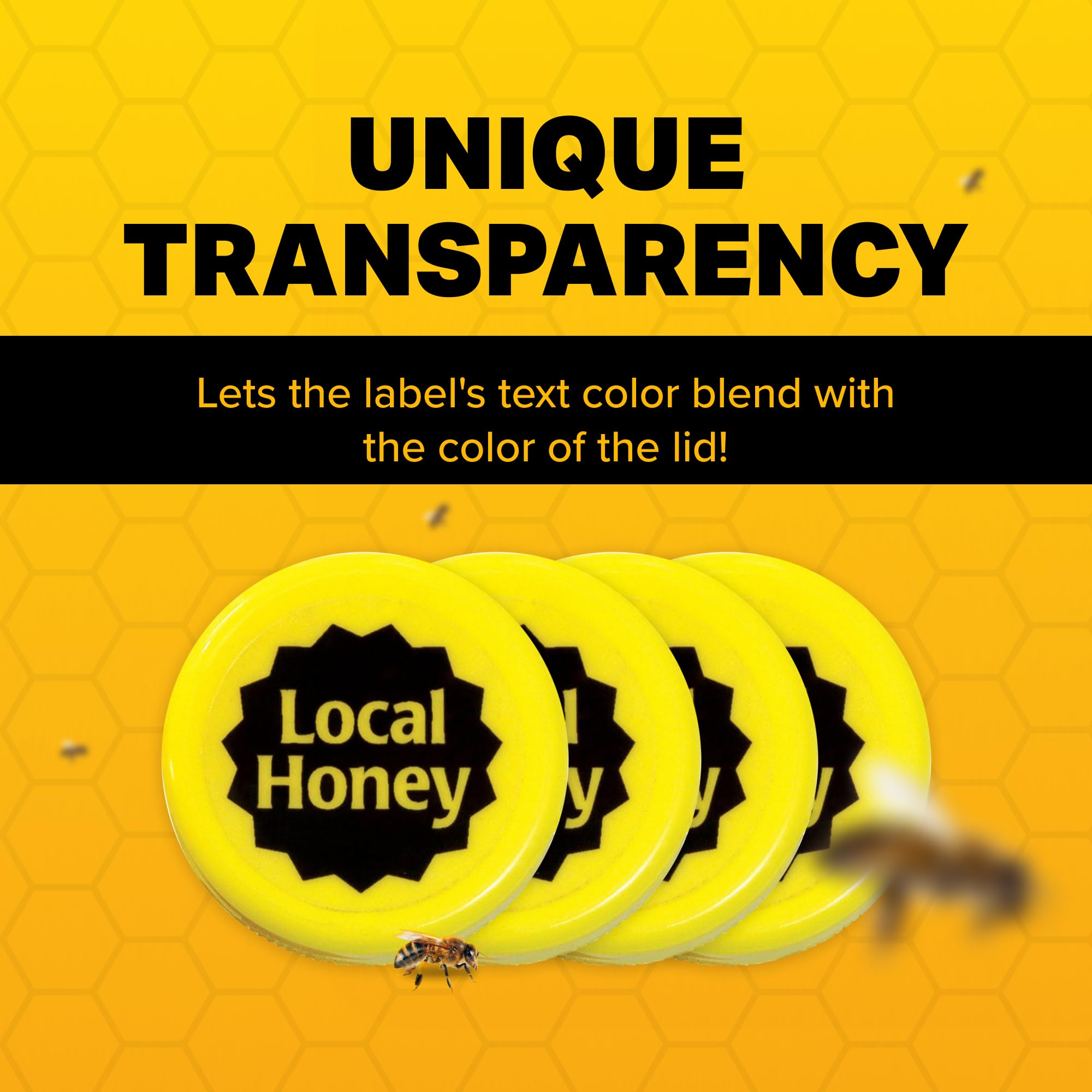 Mann Lake Honey Labels - Transparent Sticker for Flip Top Lids (250ct) - Perfect for Home Beekeeping & Gift Packaging