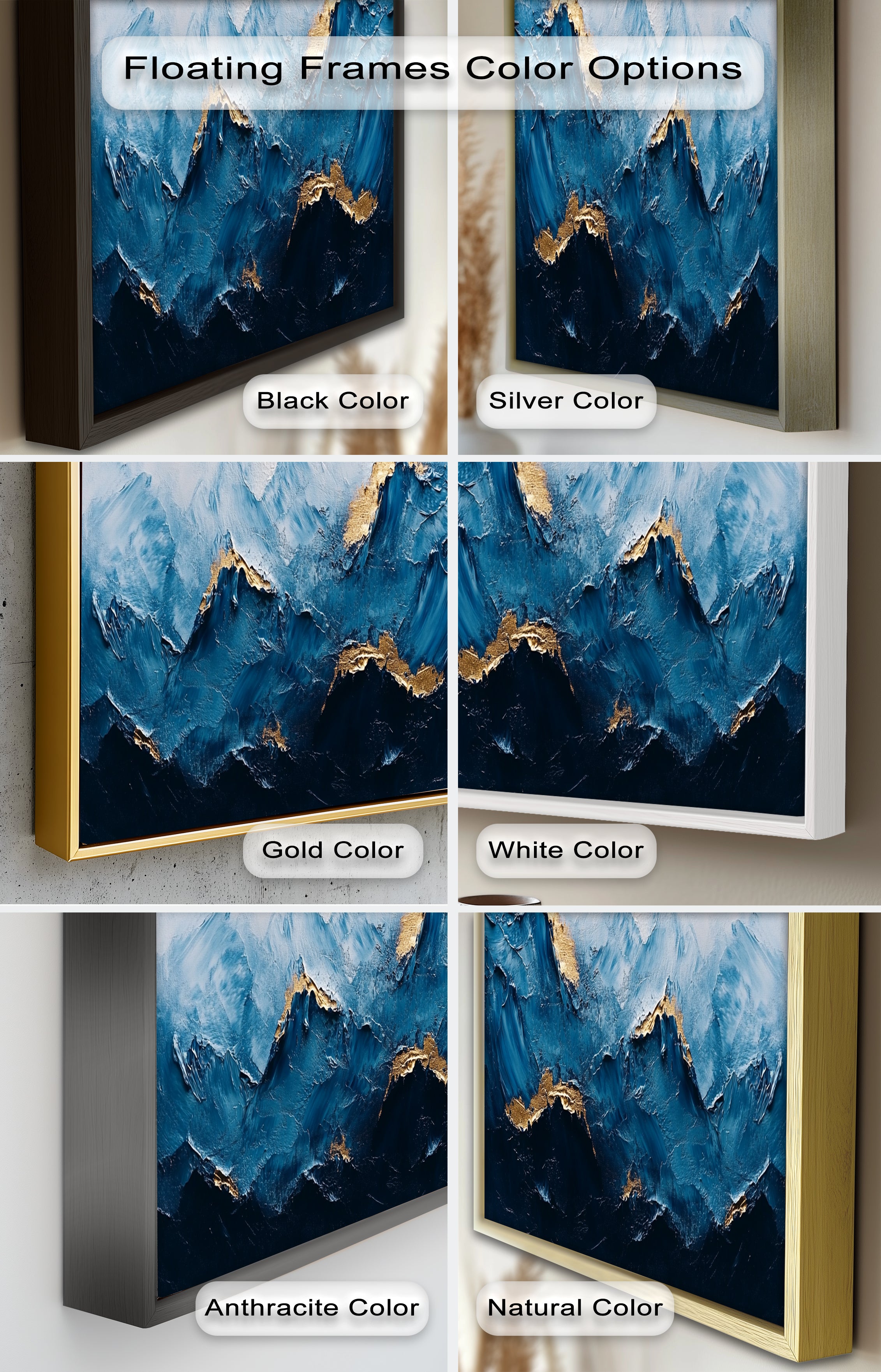 Blue Ridge Art - Handmade Abstract Mountain Oil Painting on Canvas for Home & Office Wall Decor