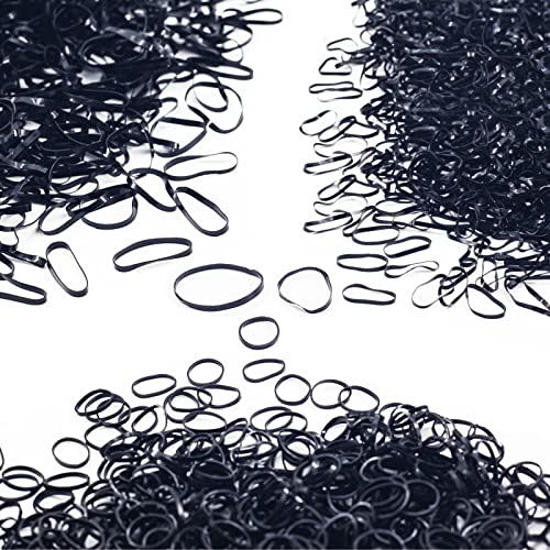 Gootty Mini Rubber Bands - 1200 Pcs Soft Elastic Hair Ties for Women & Kids (3 Sizes, Black) - Perfect for Braids, Ponytails & Hair Styling